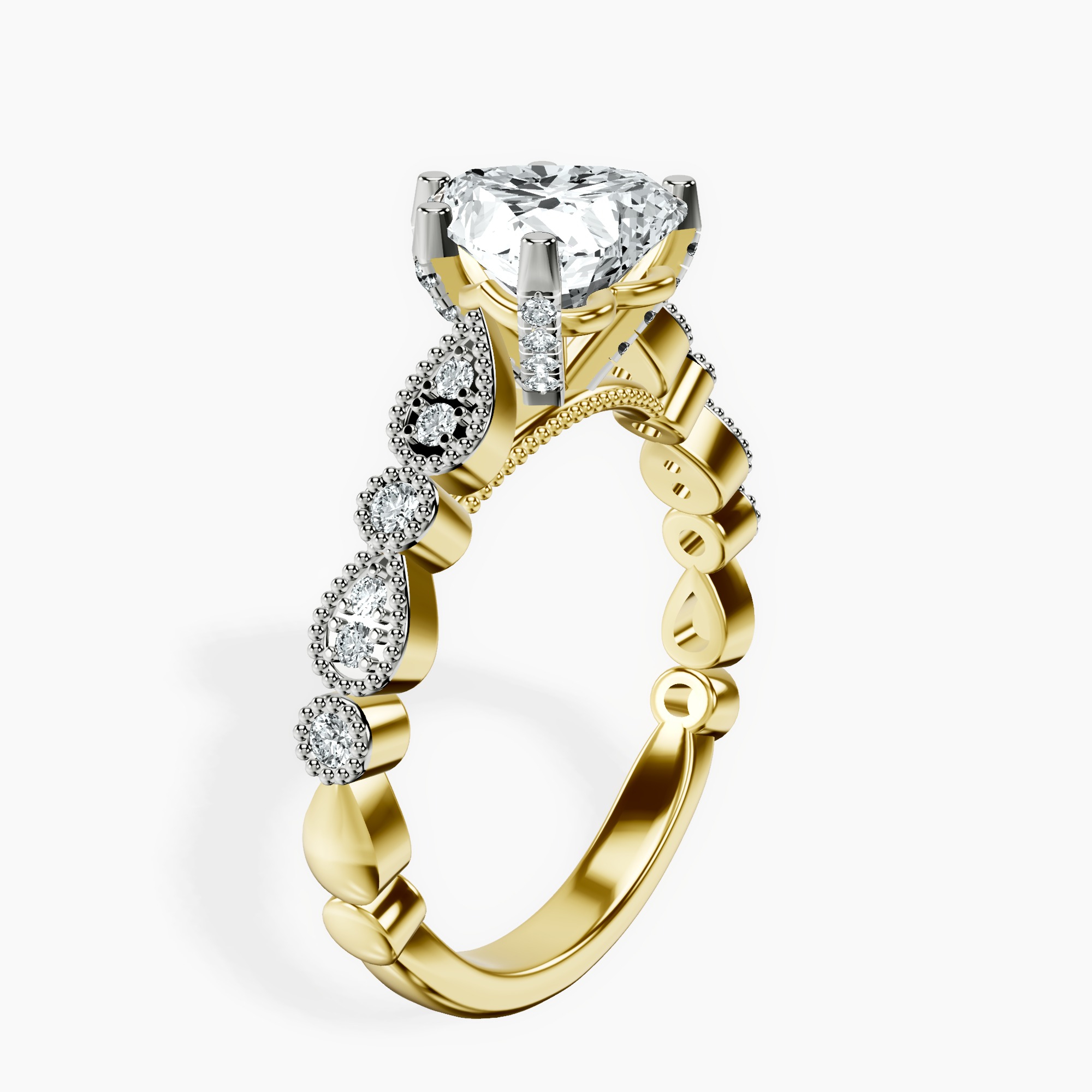 1.29 ct. heart Filippa Milgrain Ring in 18kt yellow gold standing product image one