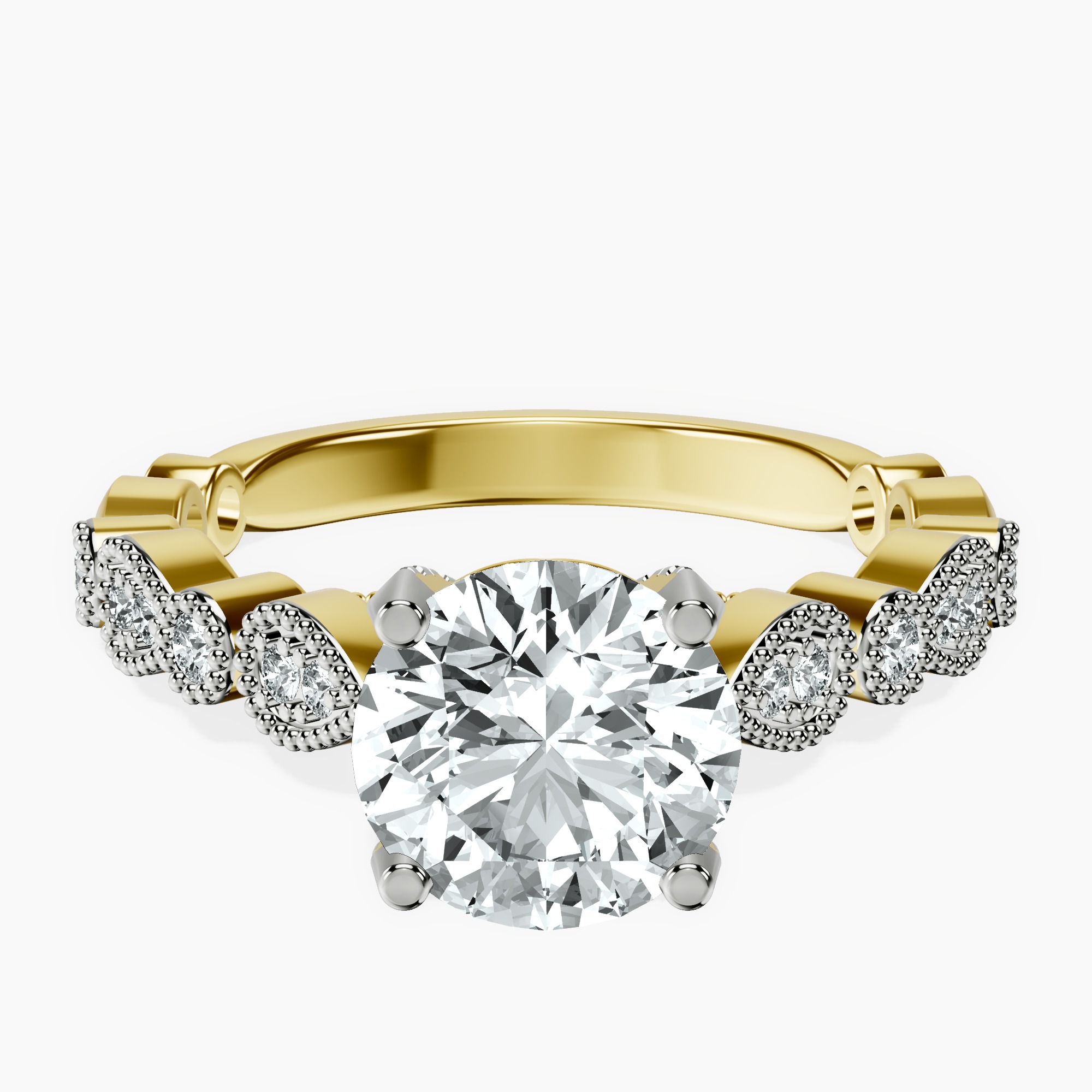 1.39 ct. round Filippa Milgrain Ring in 14kt yellow gold rtr top