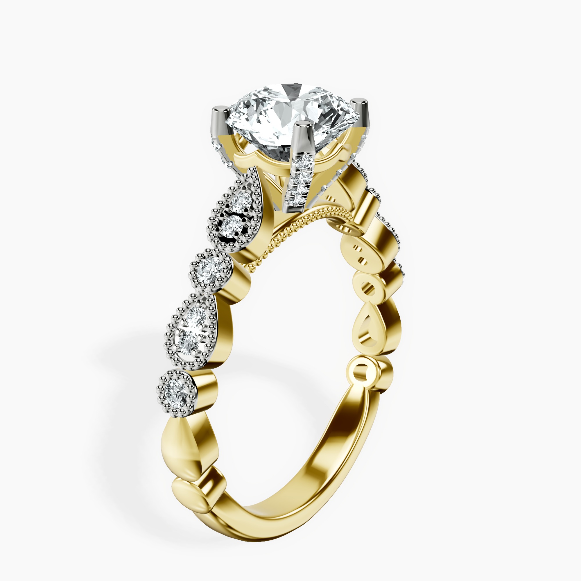 1.39 ct. round Filippa Milgrain Ring in 14kt yellow gold standing product image one