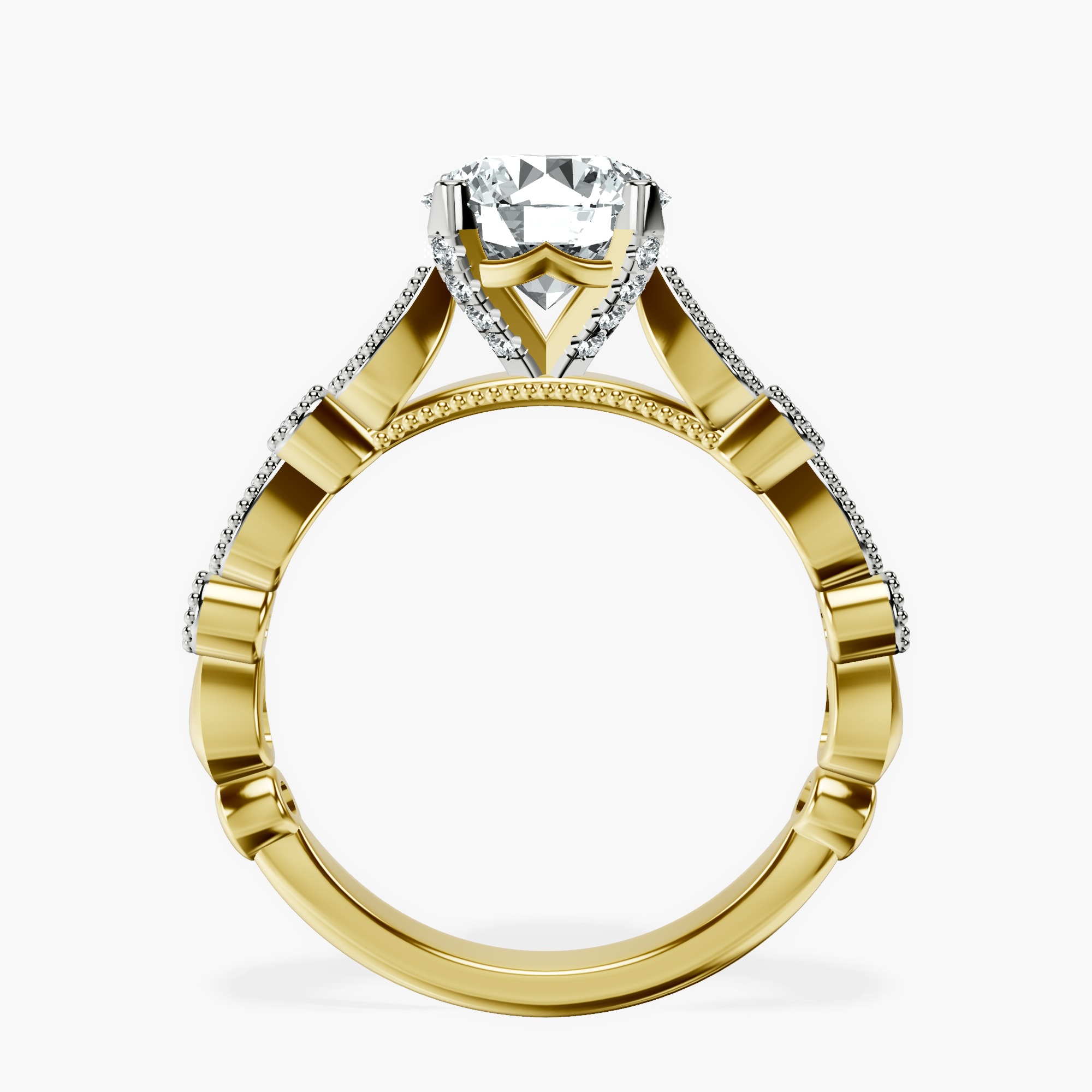 1.39 ct. round Filippa Milgrain Ring in 14kt yellow gold side right image one