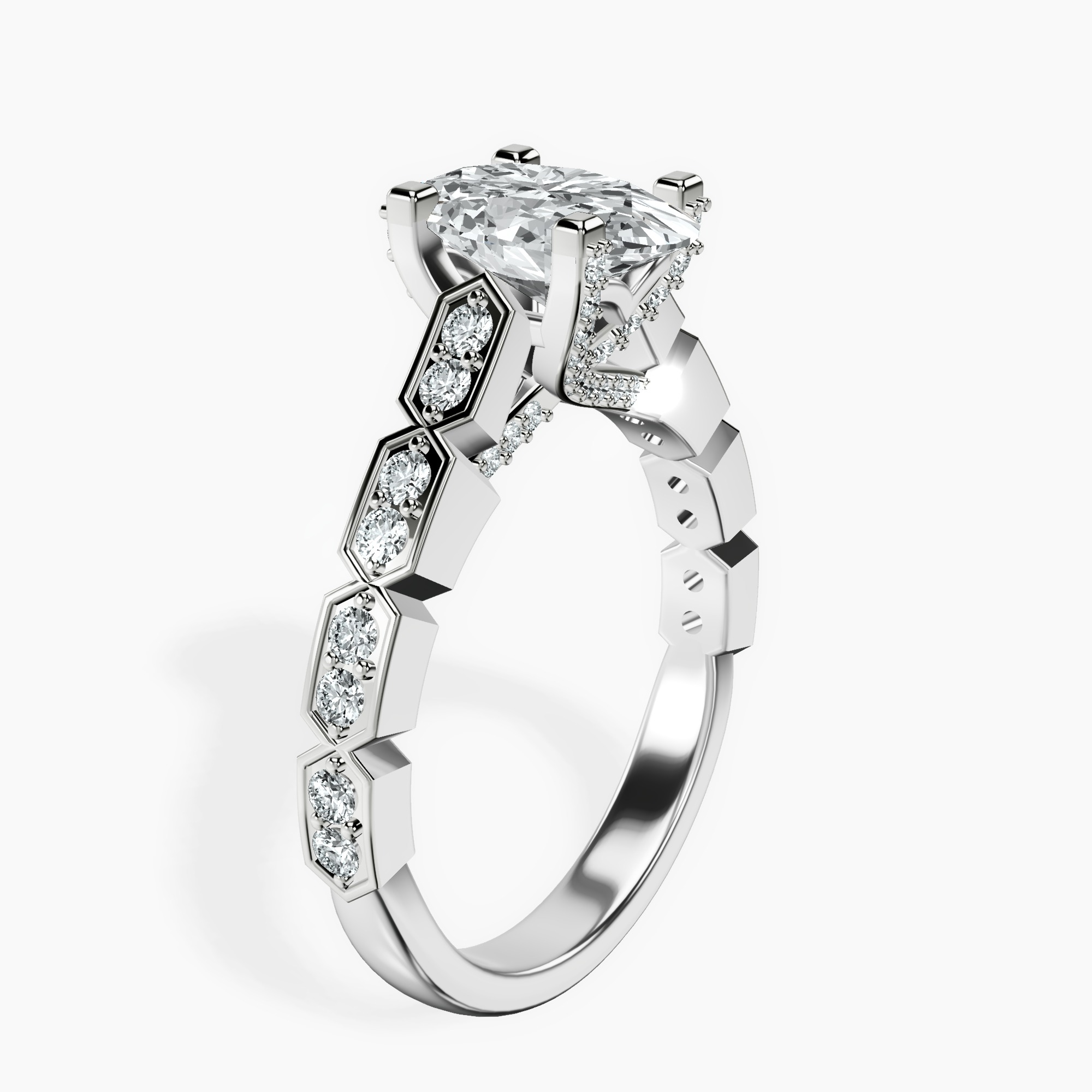 1.46 ct. oval Calista Side Stone Ring in platinum standing product image one