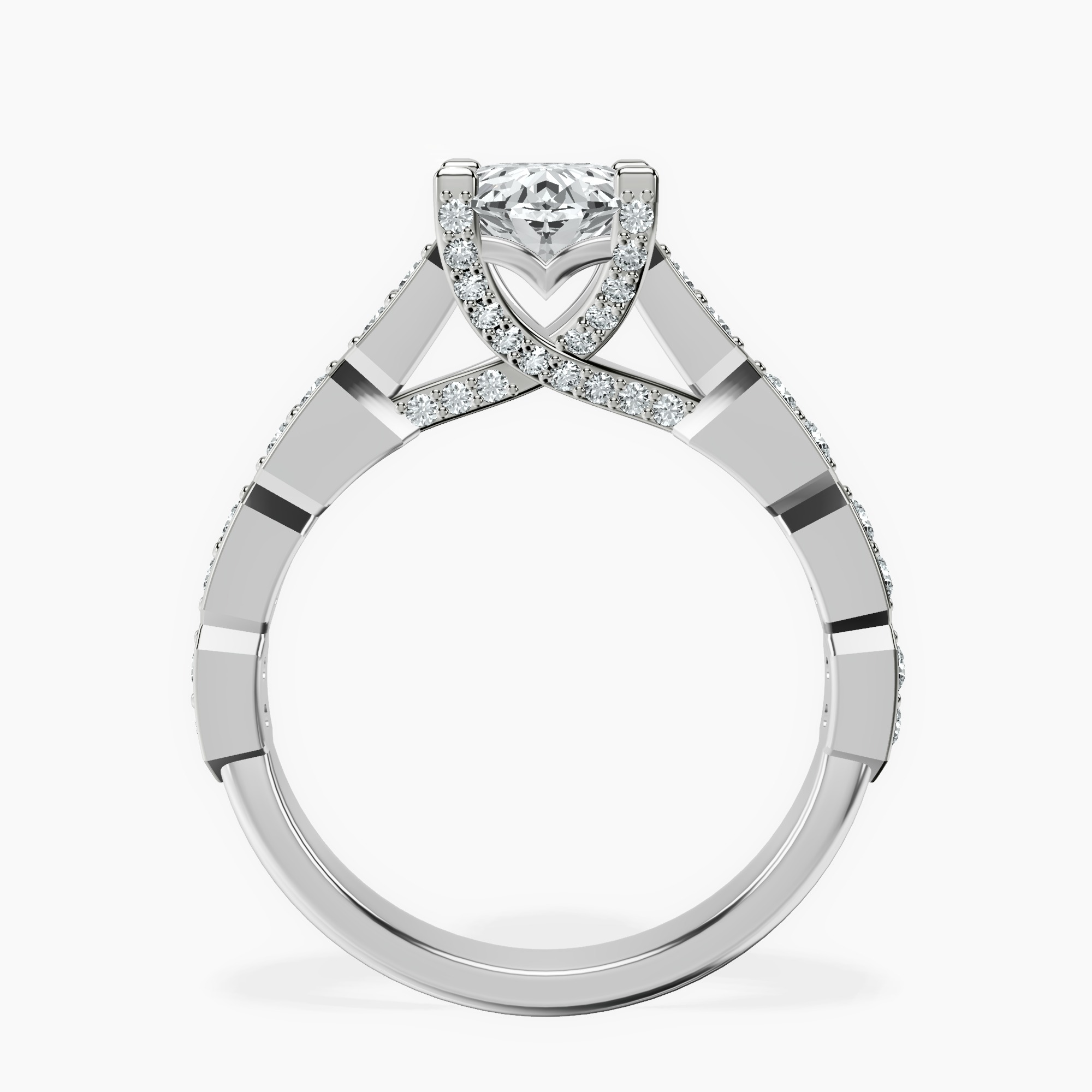 1.46 ct. oval Calista Side Stone Ring in platinum side right image one