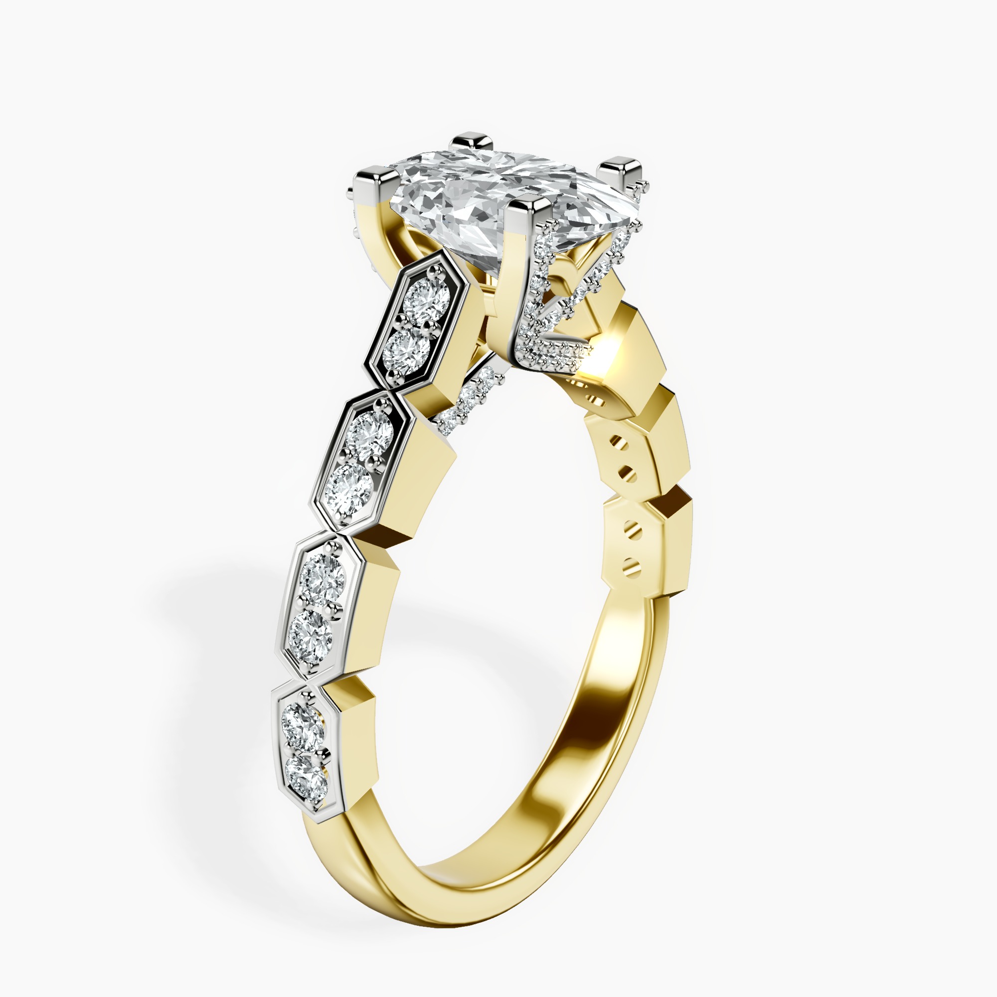 2.40 ct. oval Calista Side Stone Ring in 18kt yellow gold standing product image one