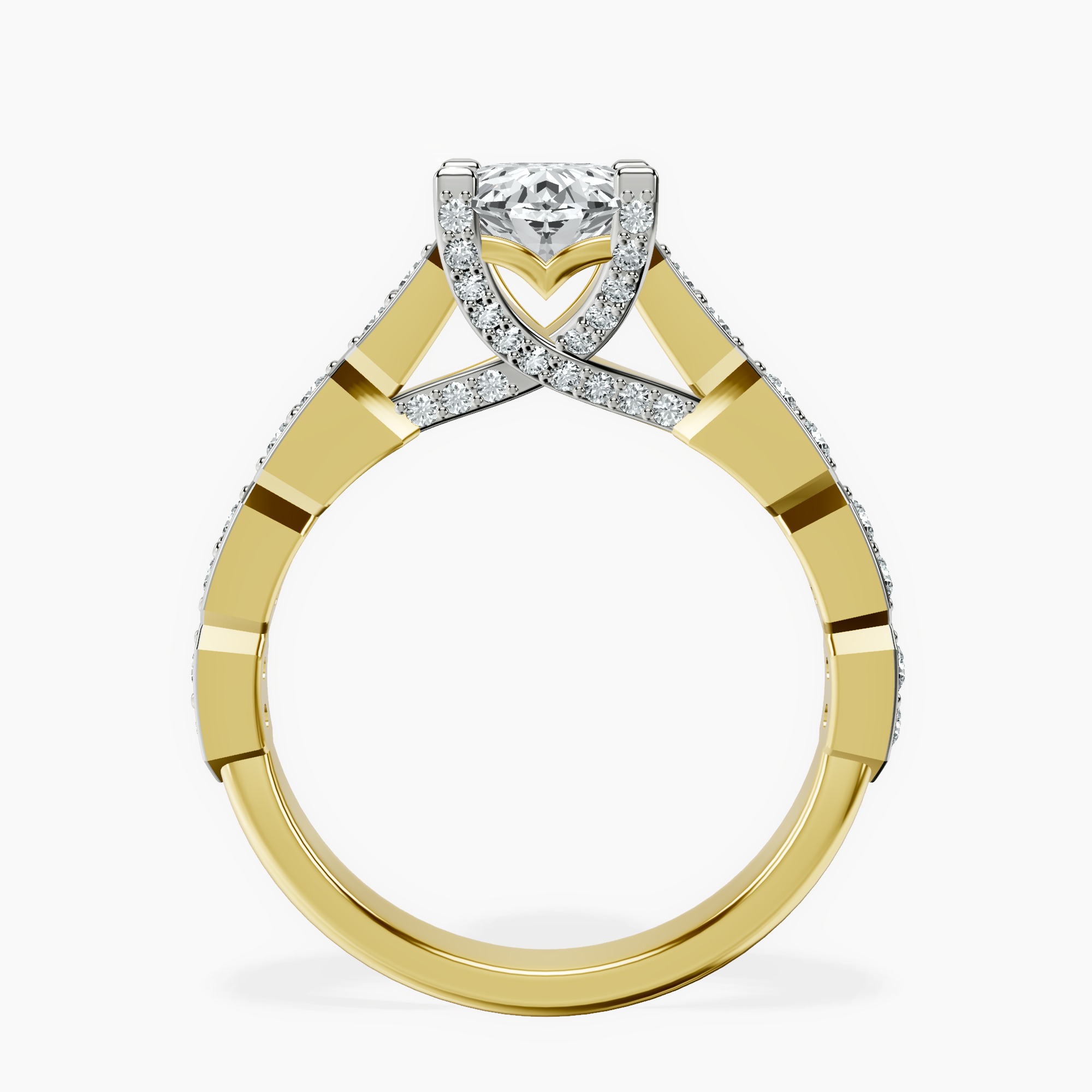 2.40 ct. oval Calista Side Stone Ring in 18kt yellow gold side right image one