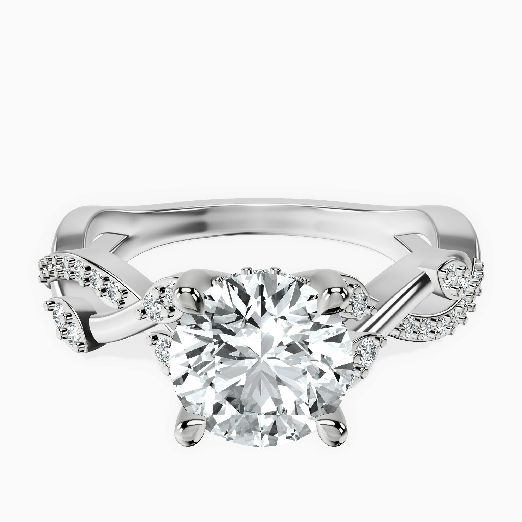 1.41 ct. round Harlow Twisted Shank Ring in 14kt white gold rtr top