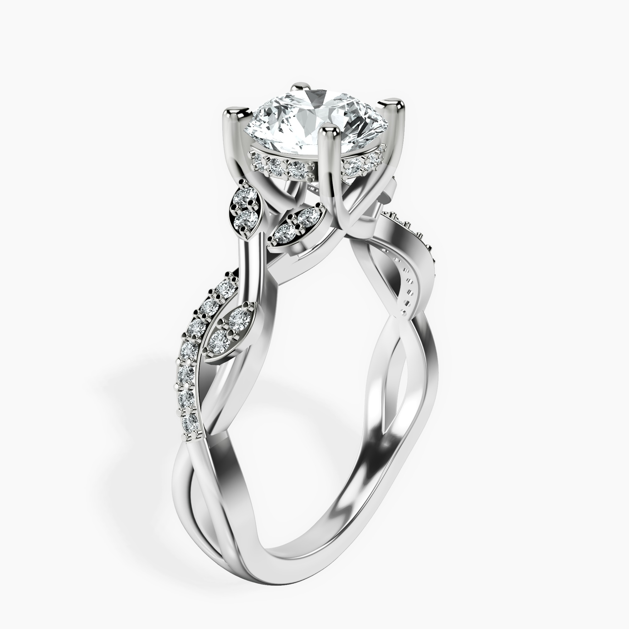 1.41 ct. round Harlow Twisted Shank Ring in 14kt white gold standing product image one
