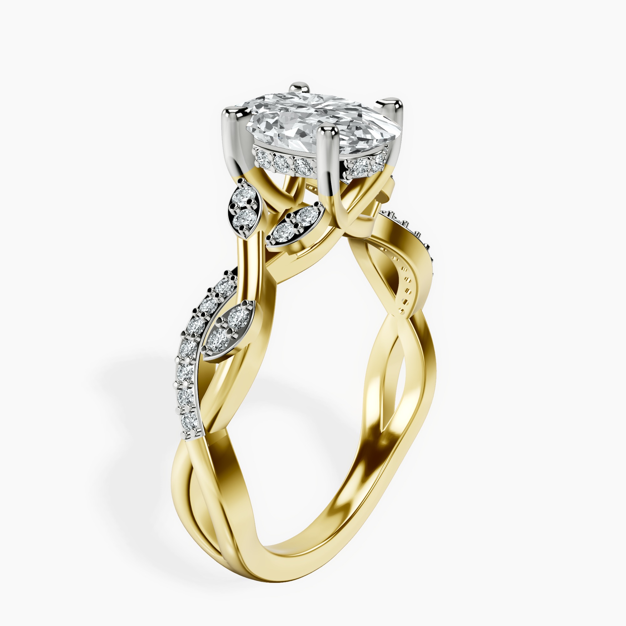 2.40 ct. oval Harlow Twisted Shank Ring in 18kt yellow gold standing product image one
