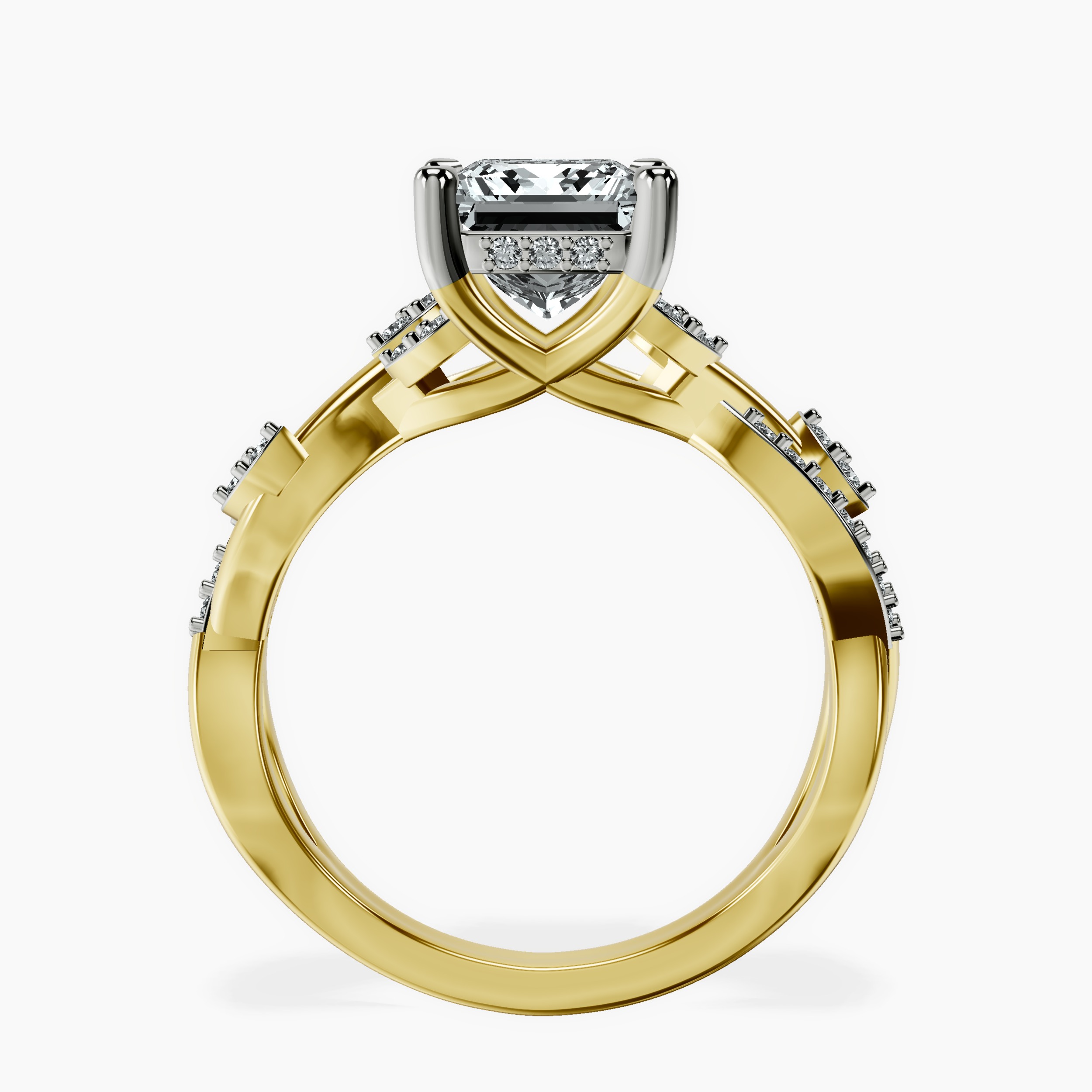 2.81 ct. princess Harlow Twisted Shank Ring in 14kt yellow gold side right image one