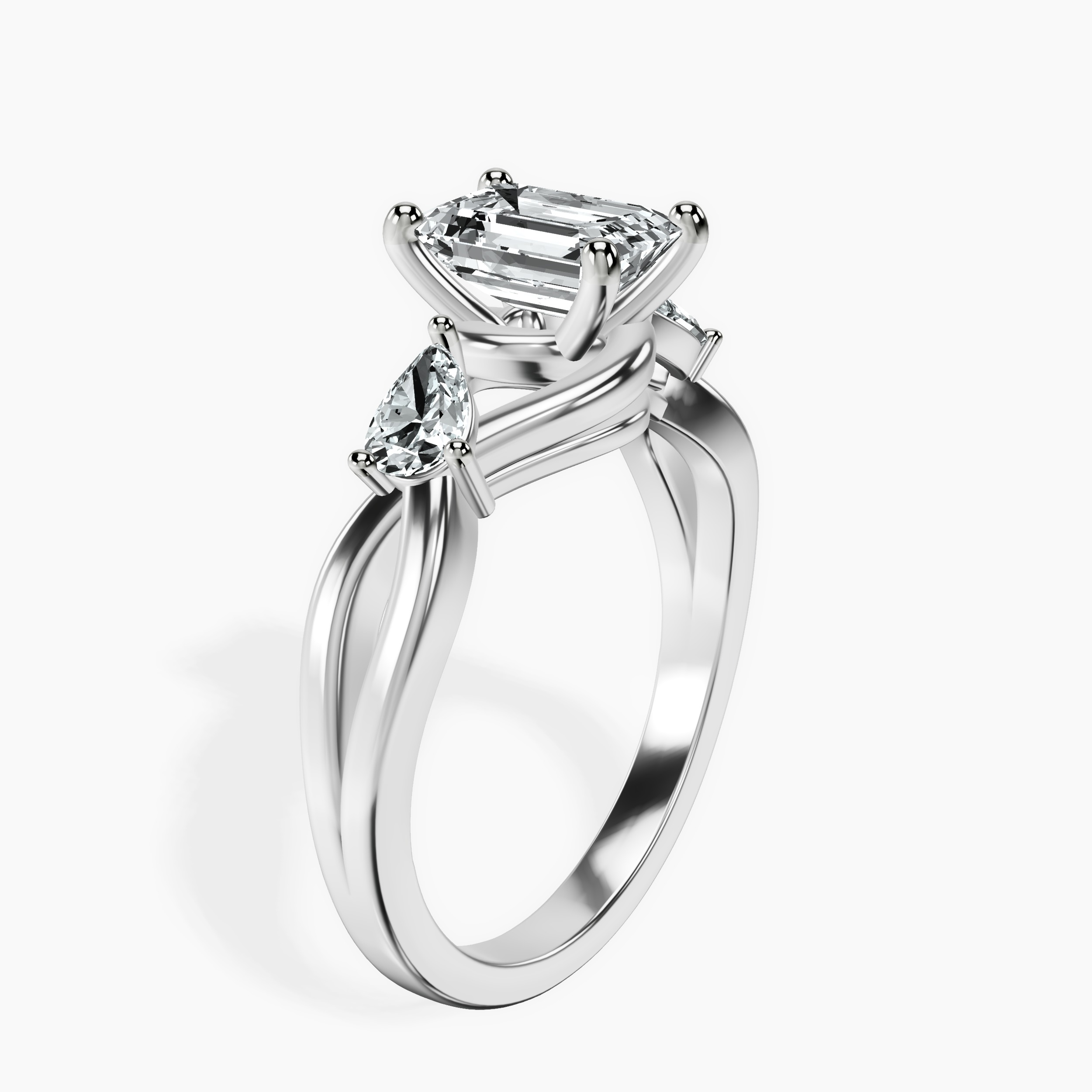 1.43 ct. emerald Odette Three Stone Ring in platinum standing product image one