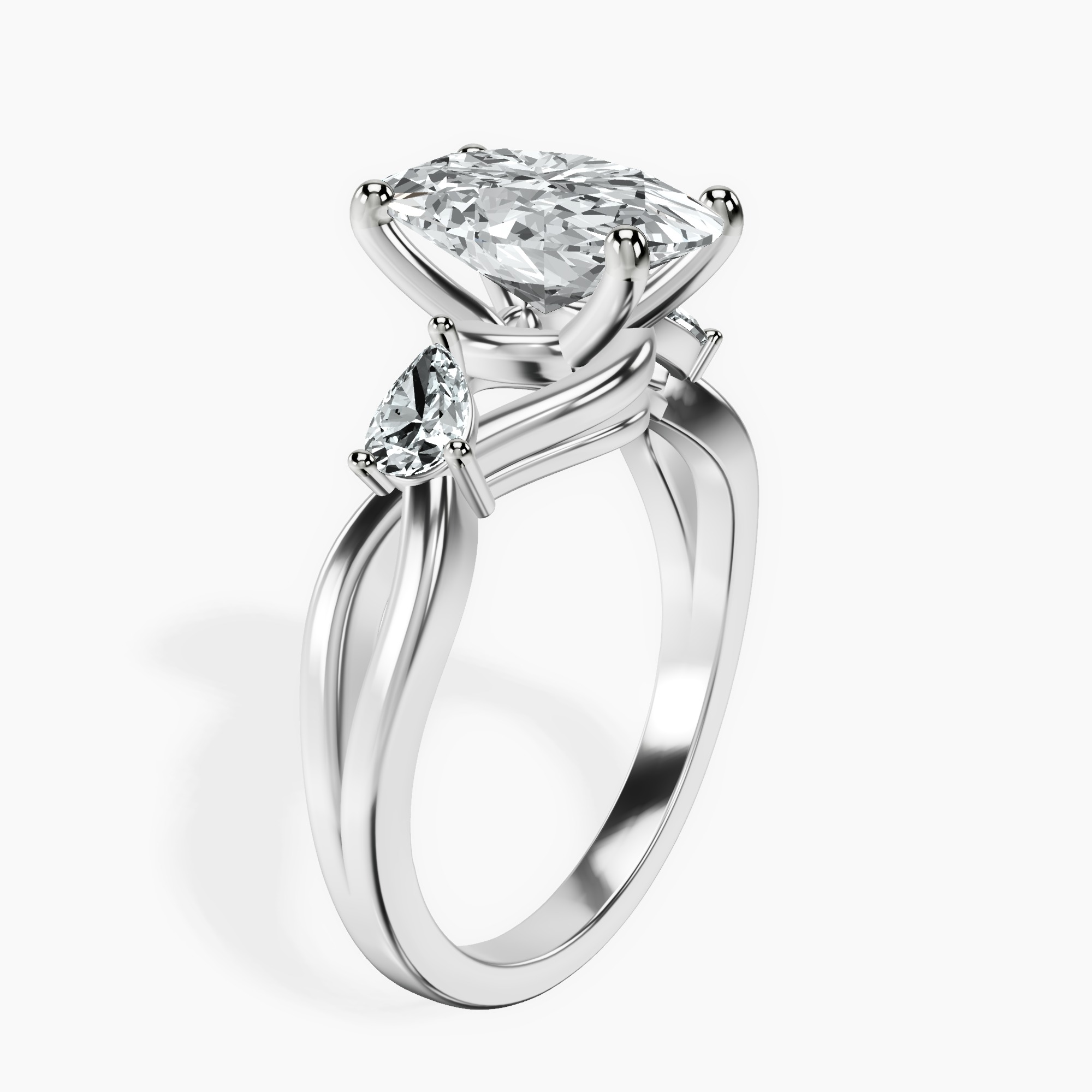 2.40 ct. oval Odette Three Stone Ring in platinum standing product image one