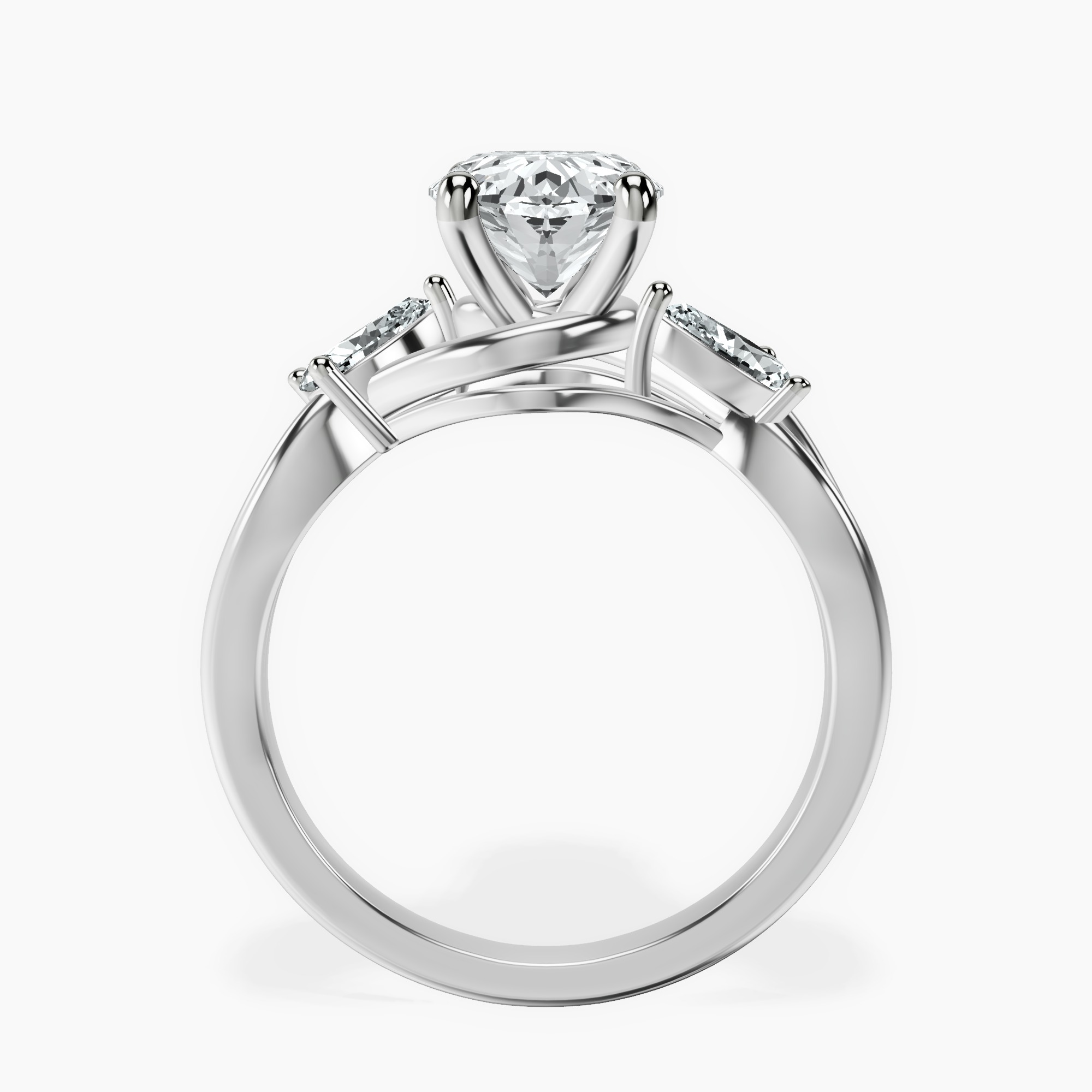 2.40 ct. oval Odette Three Stone Ring in platinum side right image one