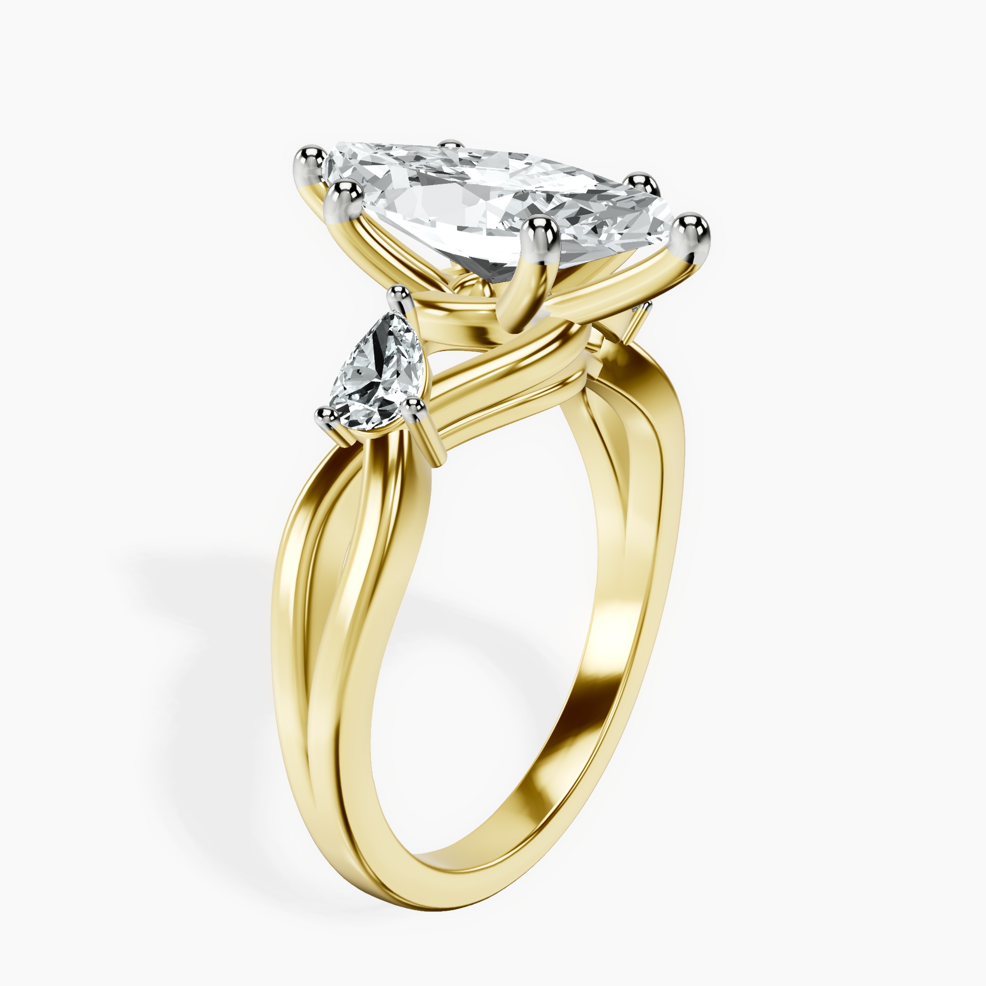 2.99 ct. marquise Odette Three Stone Ring in 18kt yellow gold standing product image one