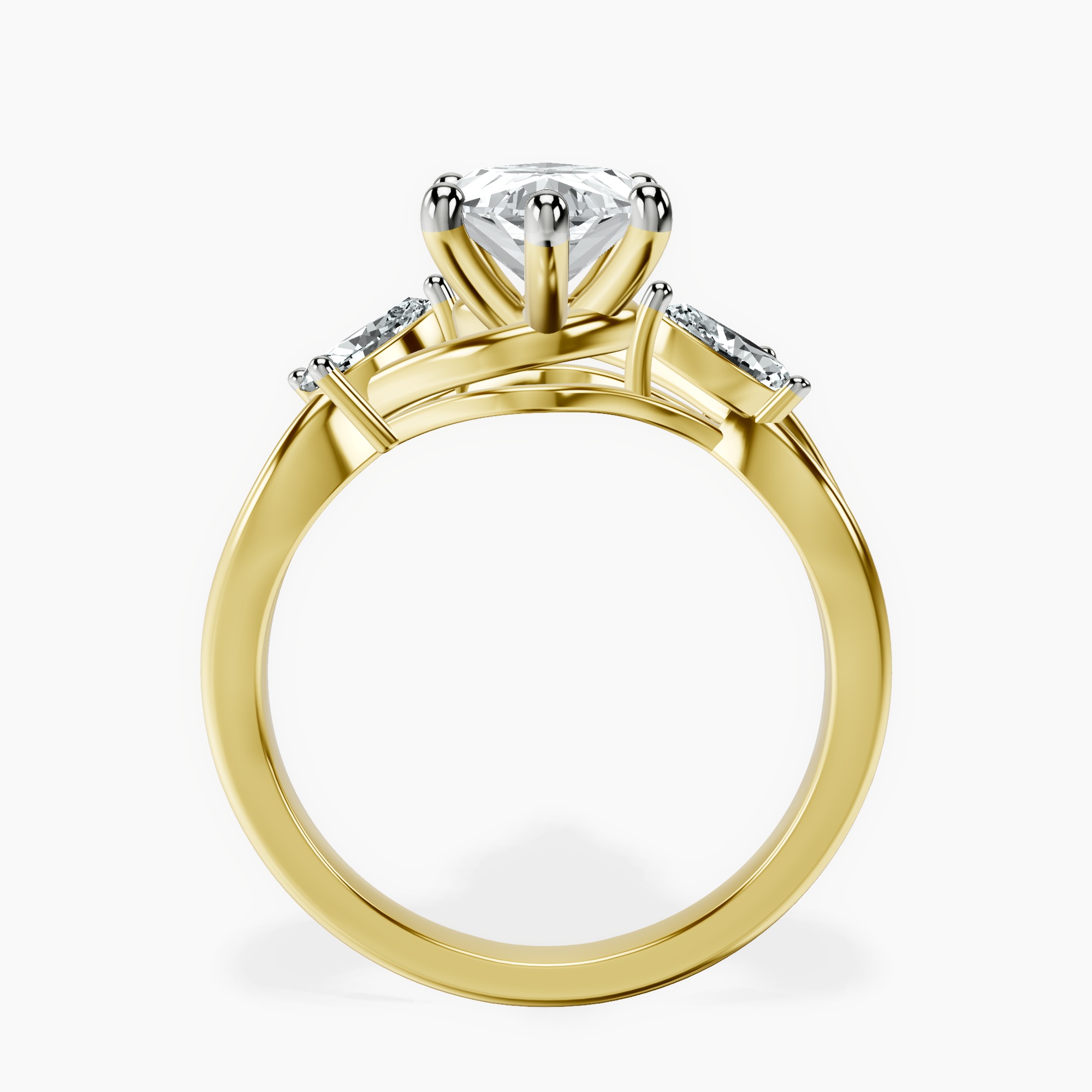 2.99 ct. marquise Odette Three Stone Ring in 18kt yellow gold side right image one