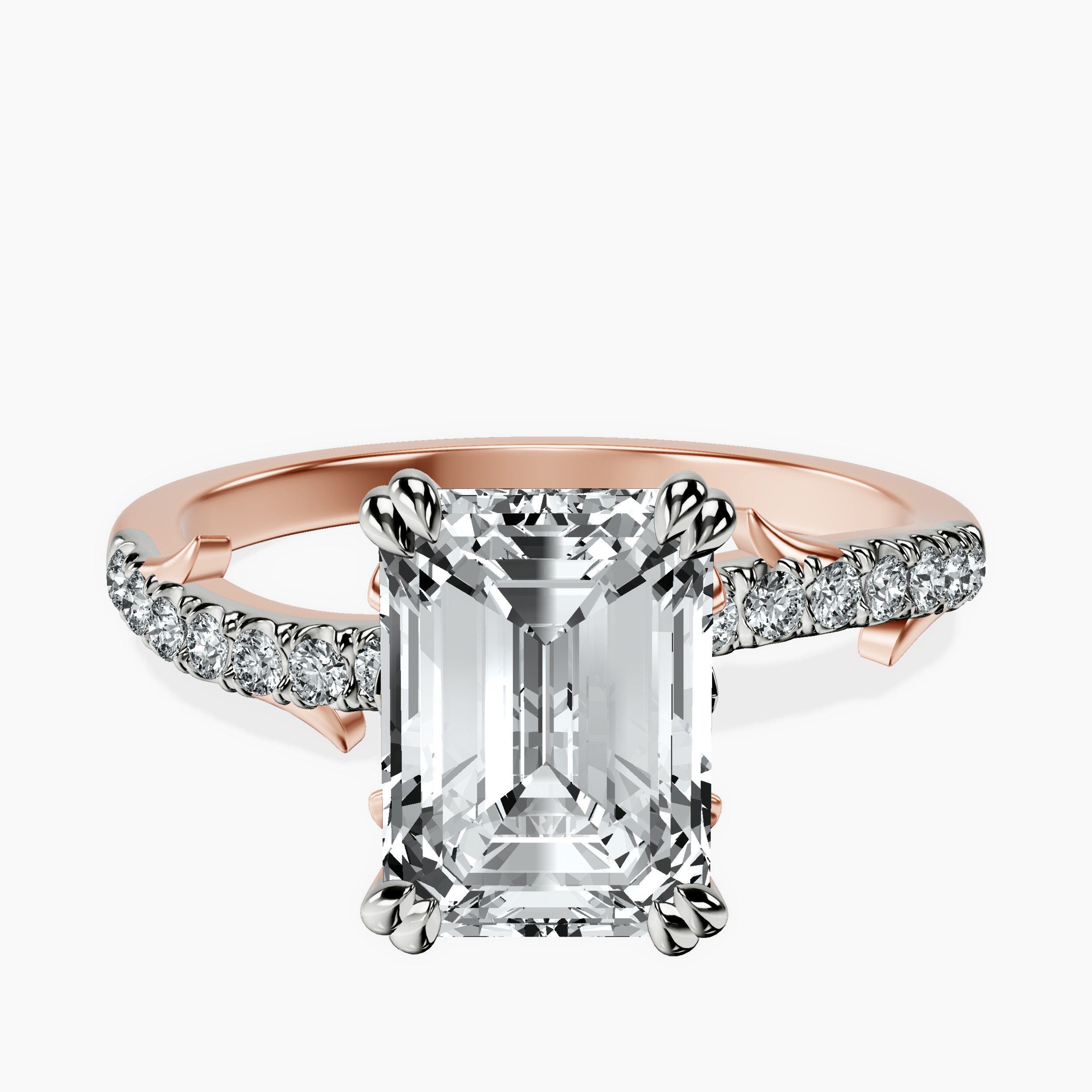 2.16 ct. emerald Phoebe Twigs Ring in 18kt rose gold rtr top