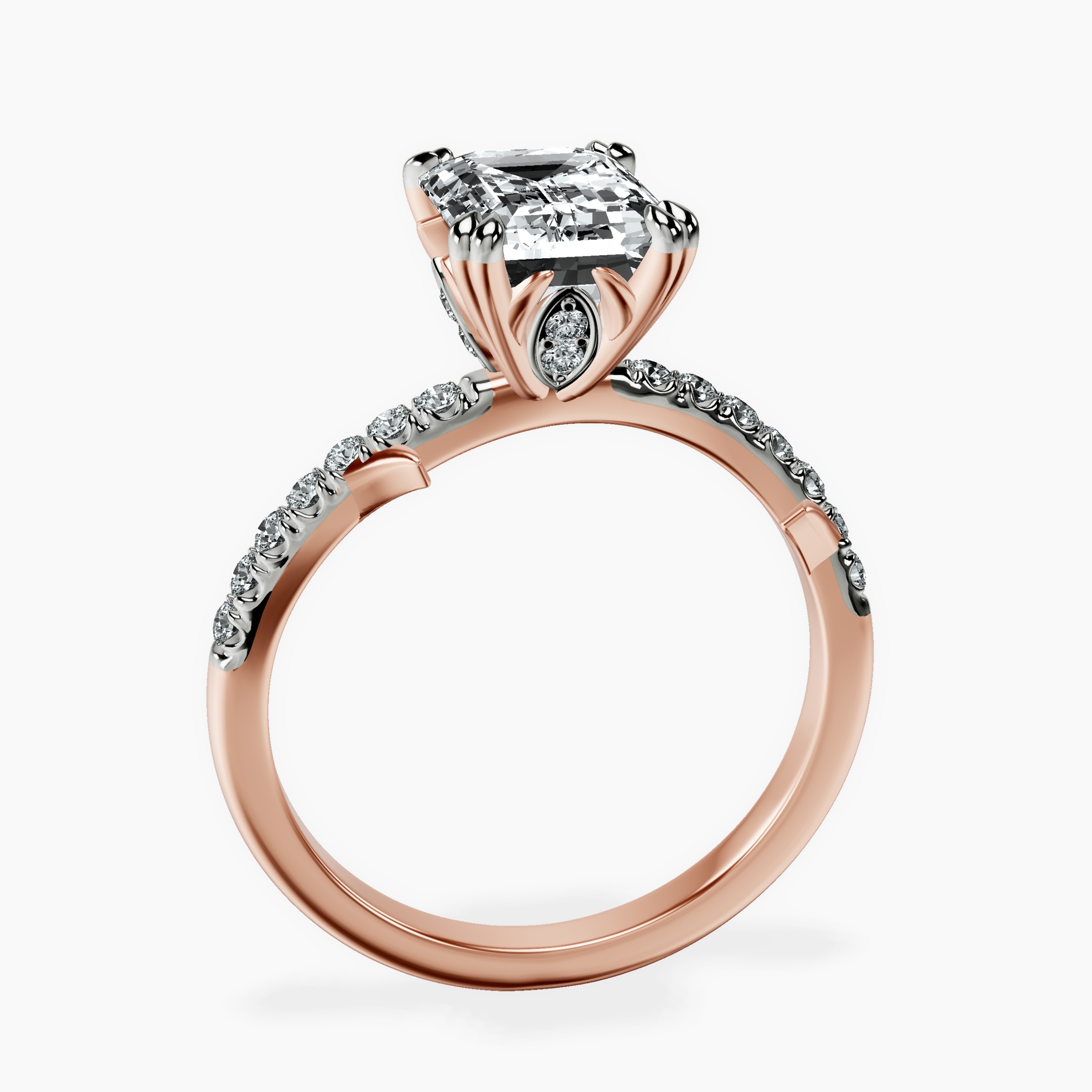 2.16 ct. emerald Phoebe Twigs Ring in 18kt rose gold side right image one