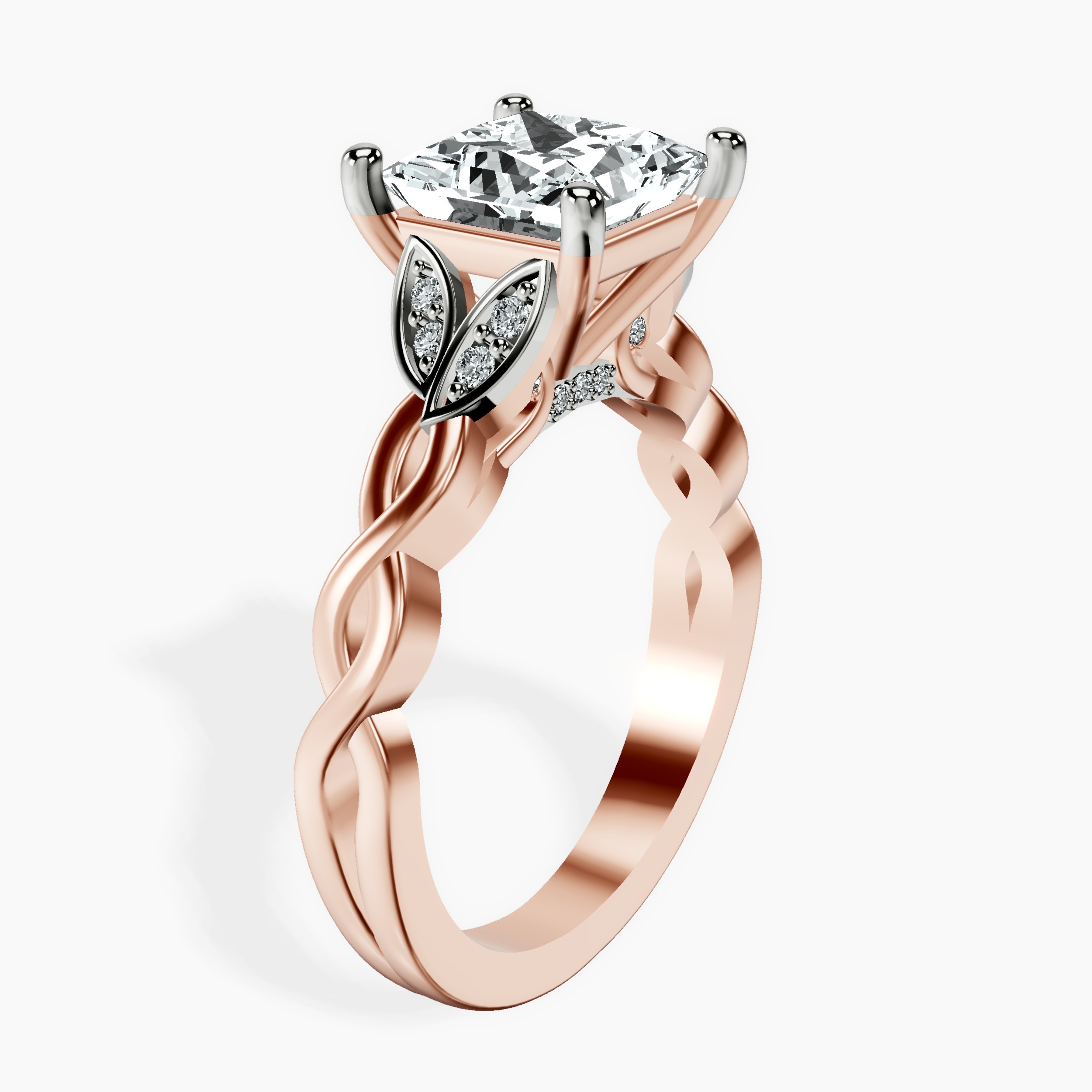 2.81 ct. princess Letitia Side Stone Ring in 18kt rose gold standing product image one