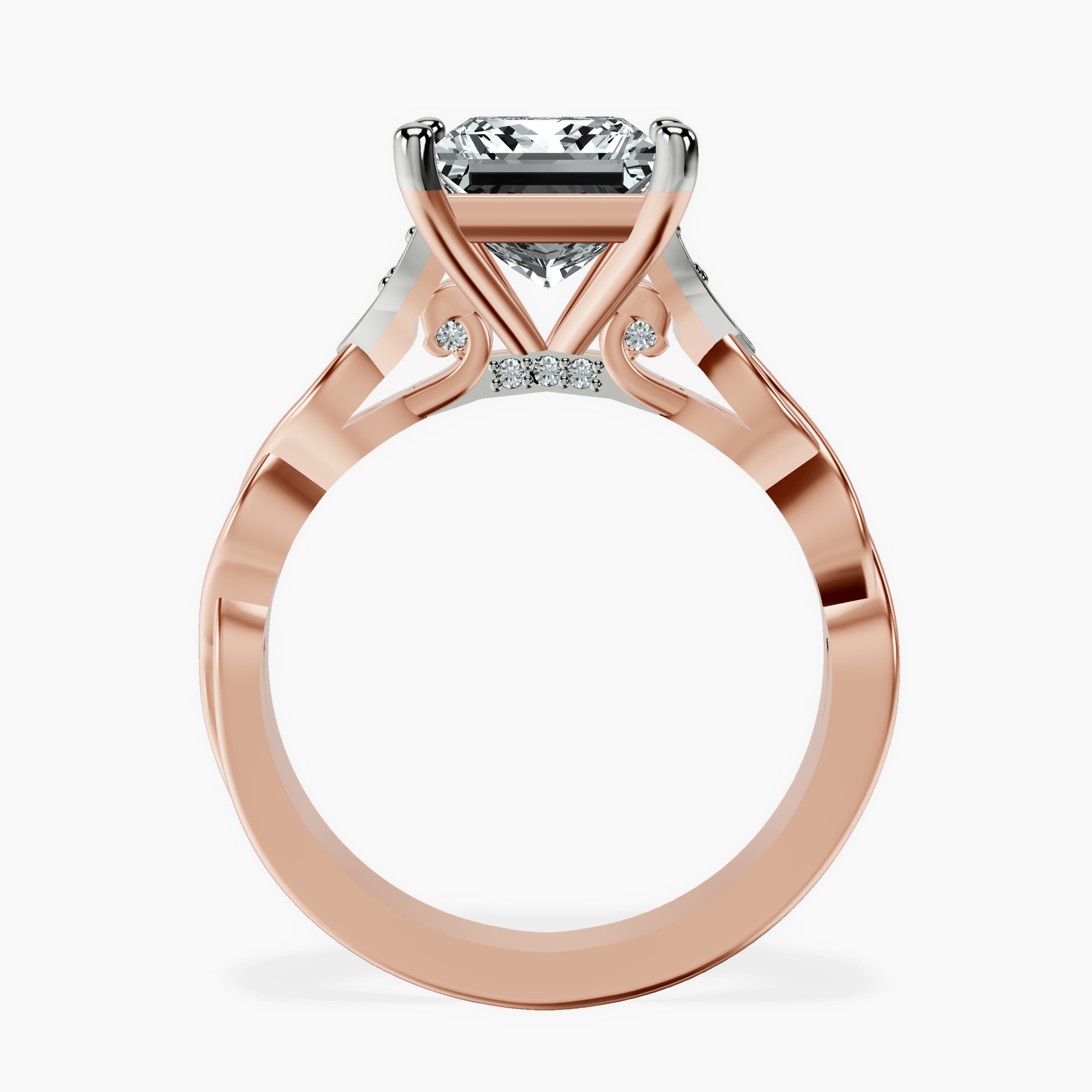 2.81 ct. princess Letitia Side Stone Ring in 18kt rose gold side right image one