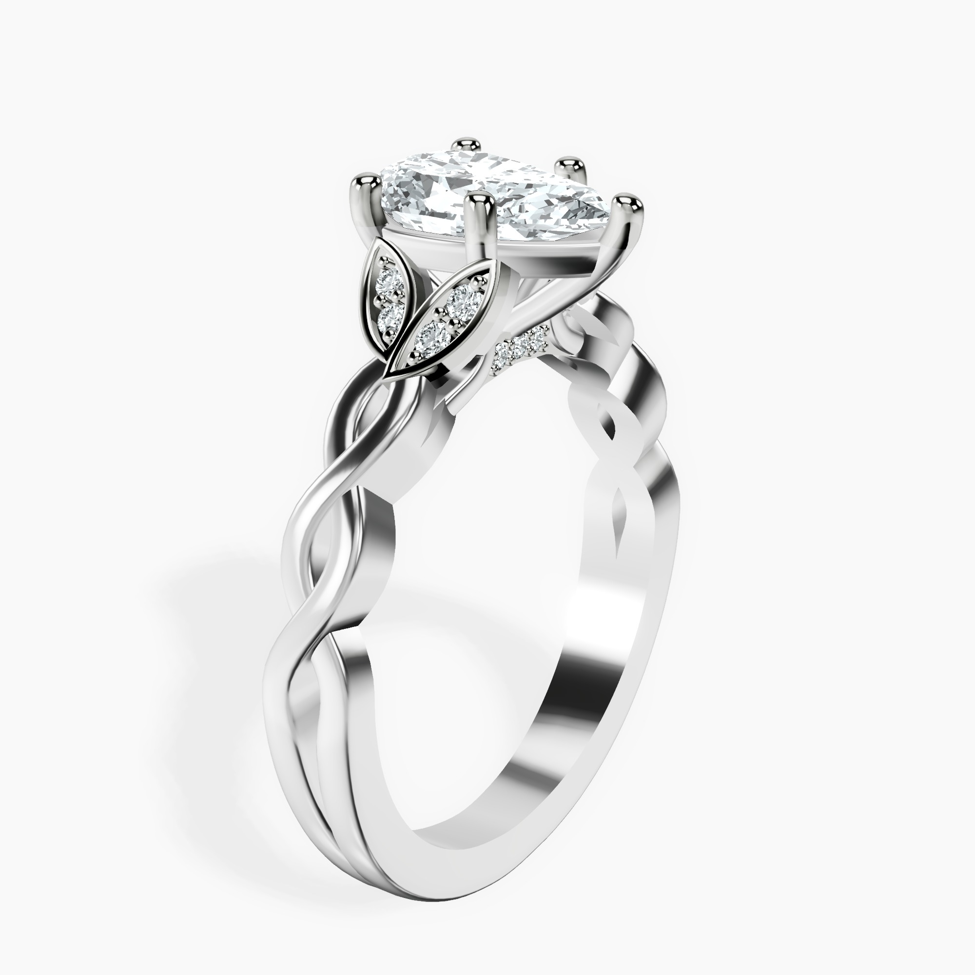1.45 ct. pear Letitia Side Stone Ring in 14kt white gold standing product image one