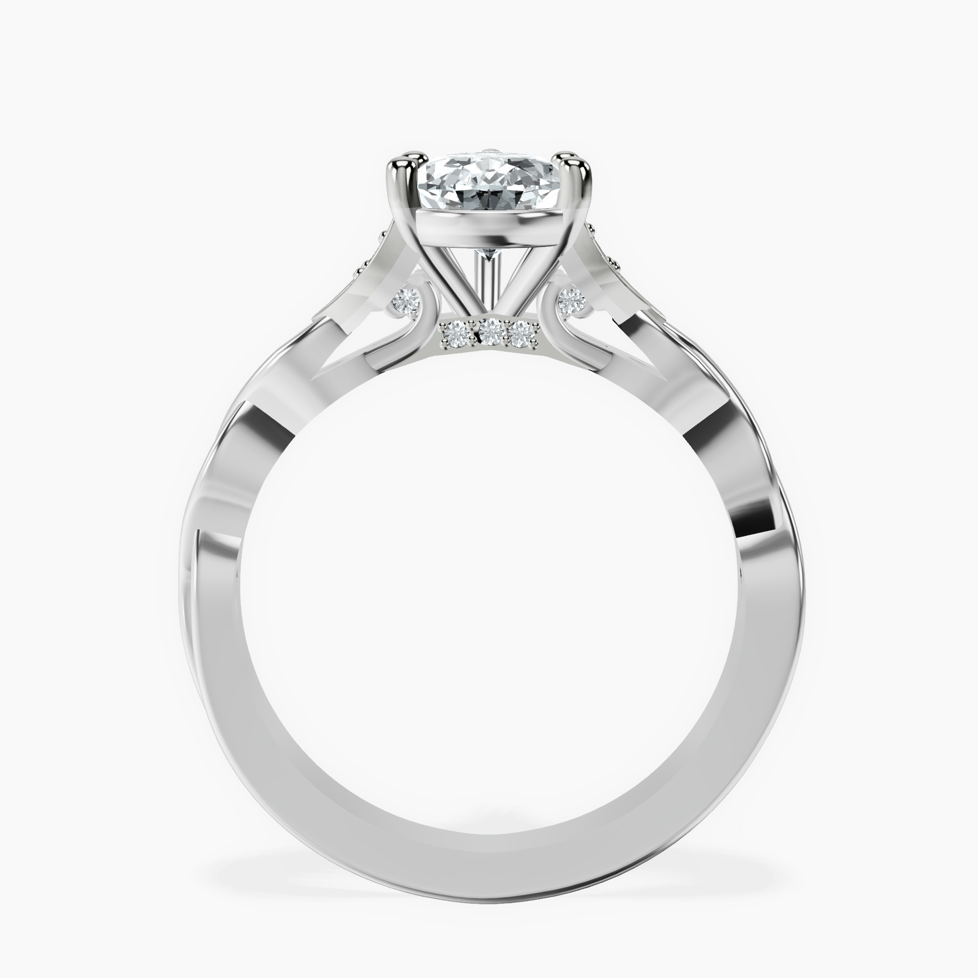 1.45 ct. pear Letitia Side Stone Ring in 14kt white gold side right image one