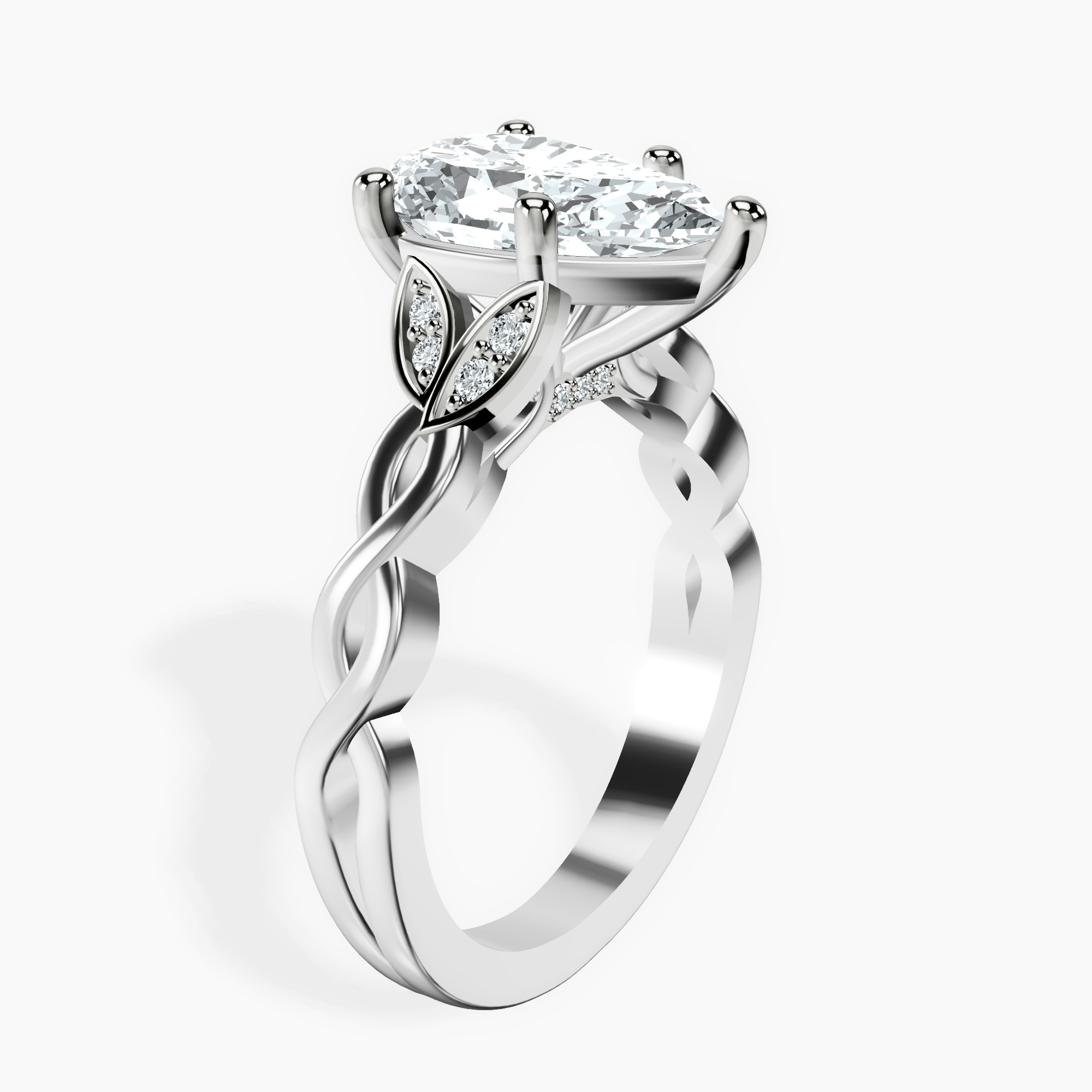 2.59 ct. pear Letitia Side Stone Ring in 10kt white gold standing product image one