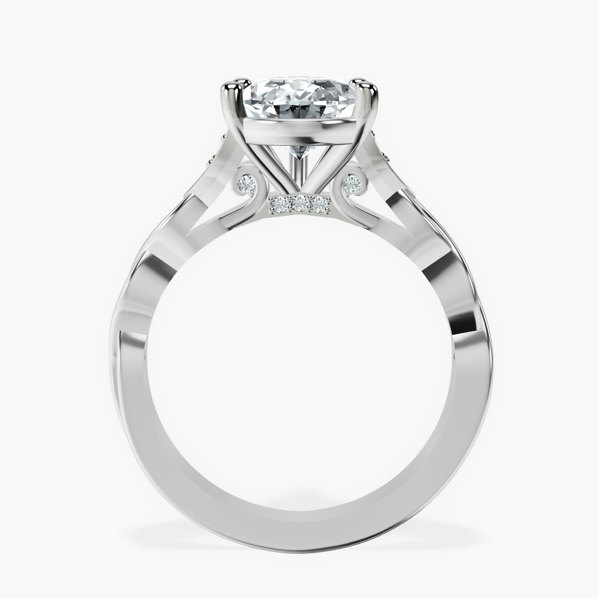 2.59 ct. pear Letitia Side Stone Ring in 10kt white gold side right image one