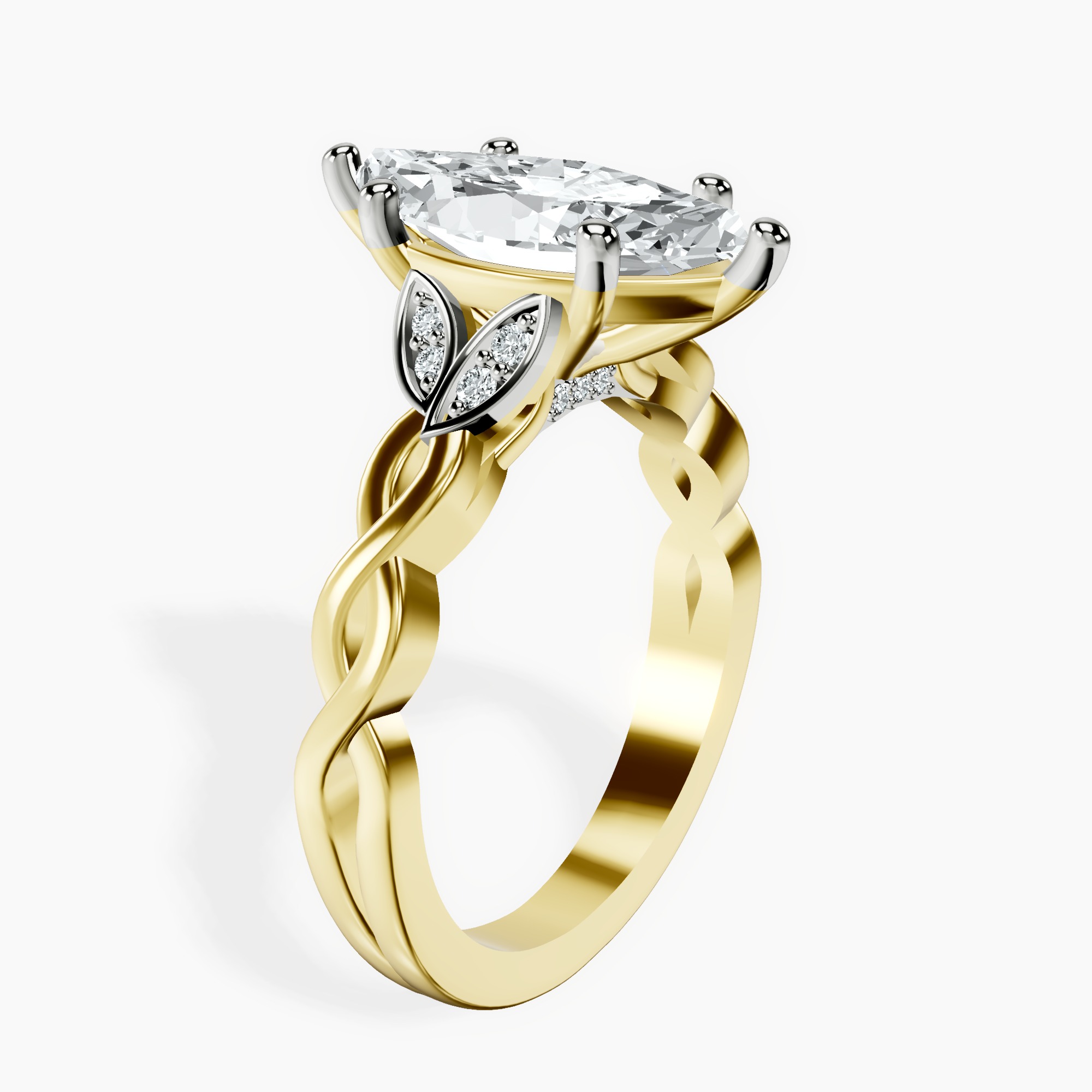 2.73 ct. marquise Letitia Side Stone Ring in 14kt yellow gold standing product image one
