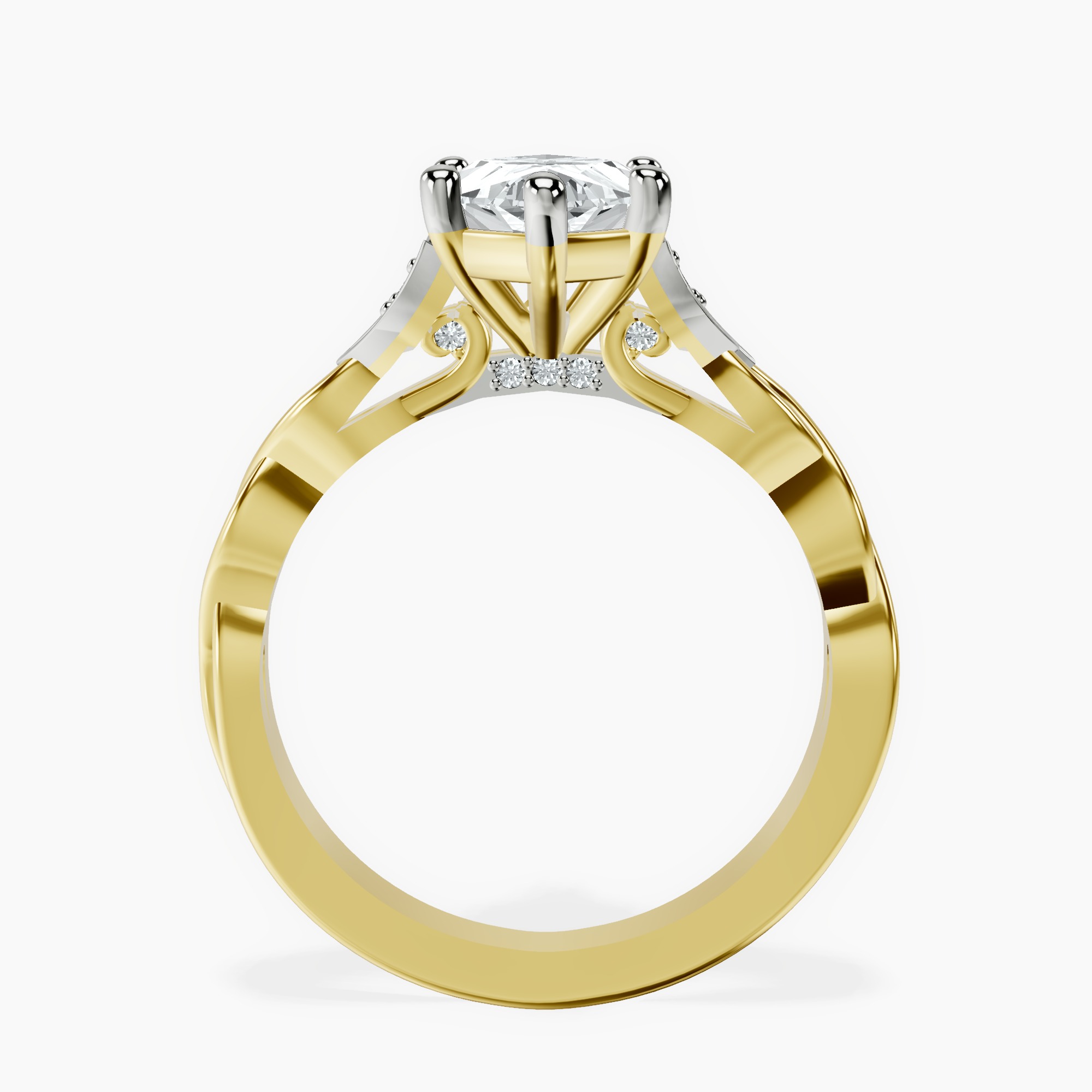 2.73 ct. marquise Letitia Side Stone Ring in 14kt yellow gold side right image one