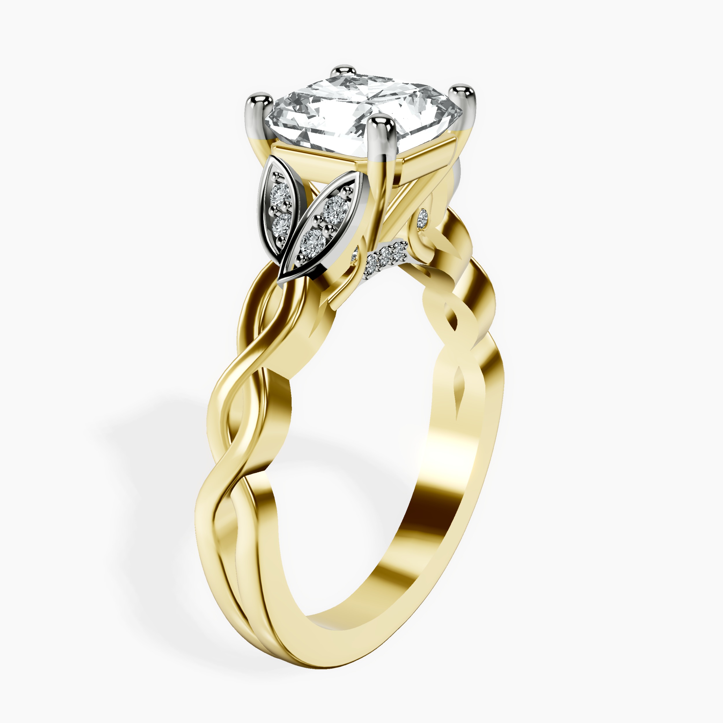 2.94 ct. radiant Letitia Side Stone Ring in 10kt yellow gold standing product image one