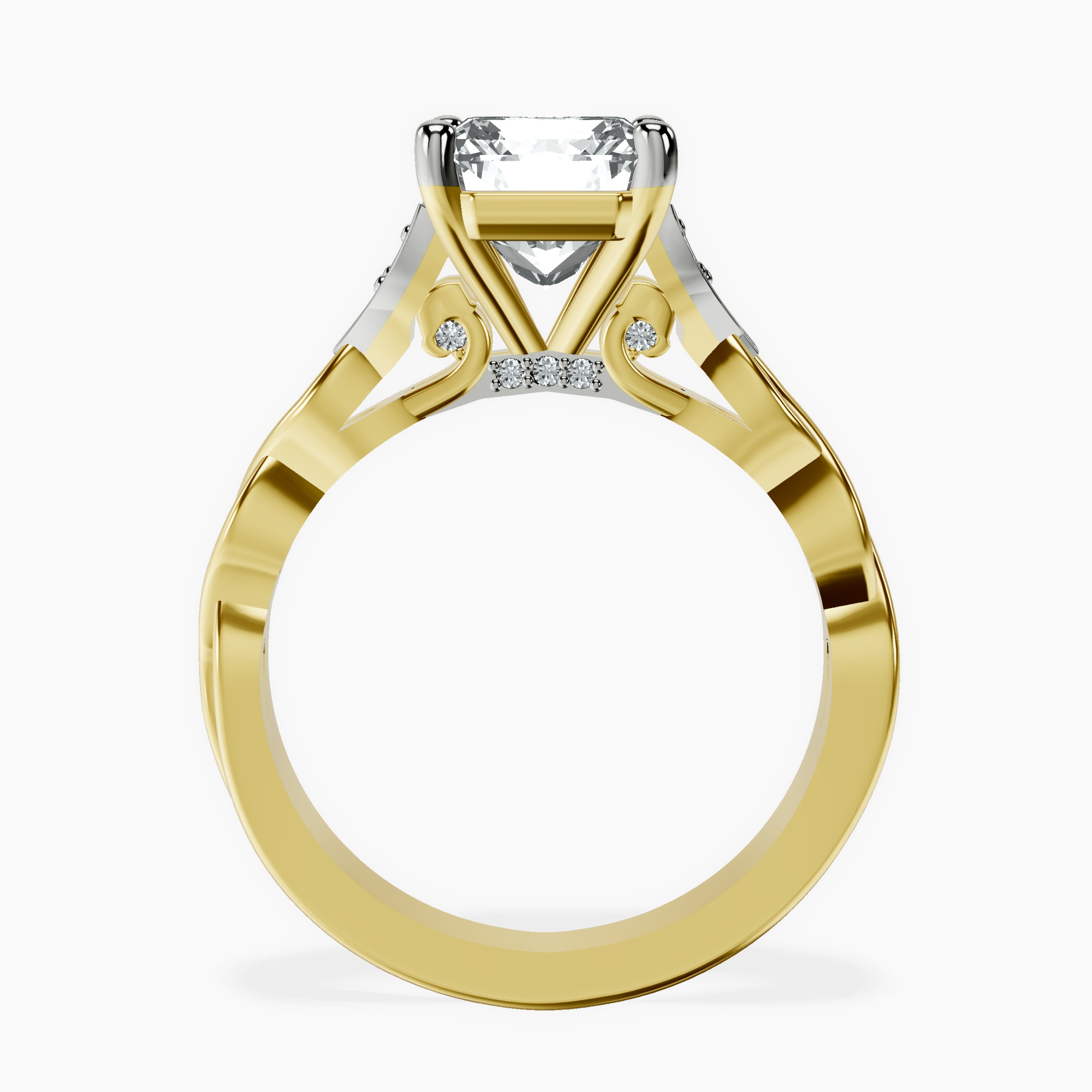 2.94 ct. radiant Letitia Side Stone Ring in 10kt yellow gold side right image one