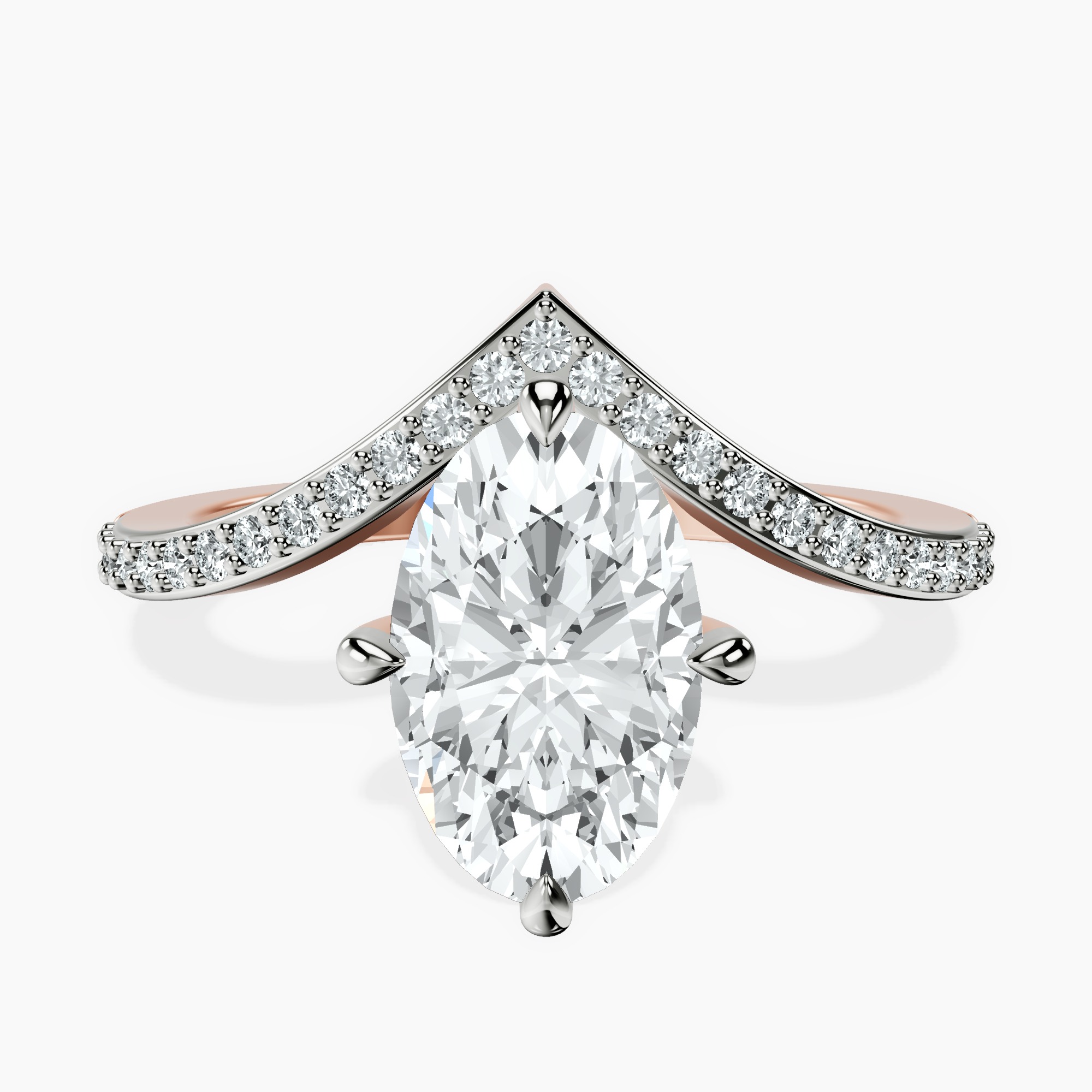 2.40 ct. oval Zelda Chevron Ring in 14kt rose gold rtr top
