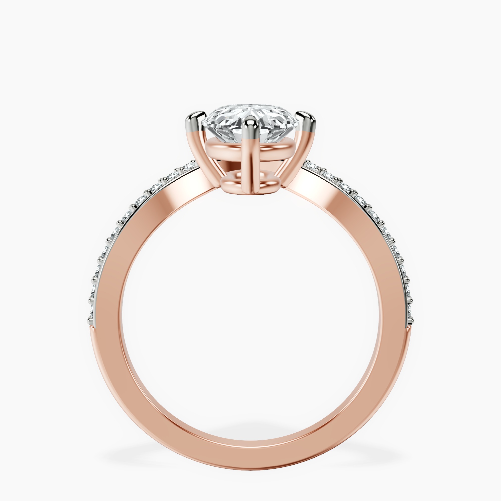 2.40 ct. oval Zelda Chevron Ring in 14kt rose gold side right image one