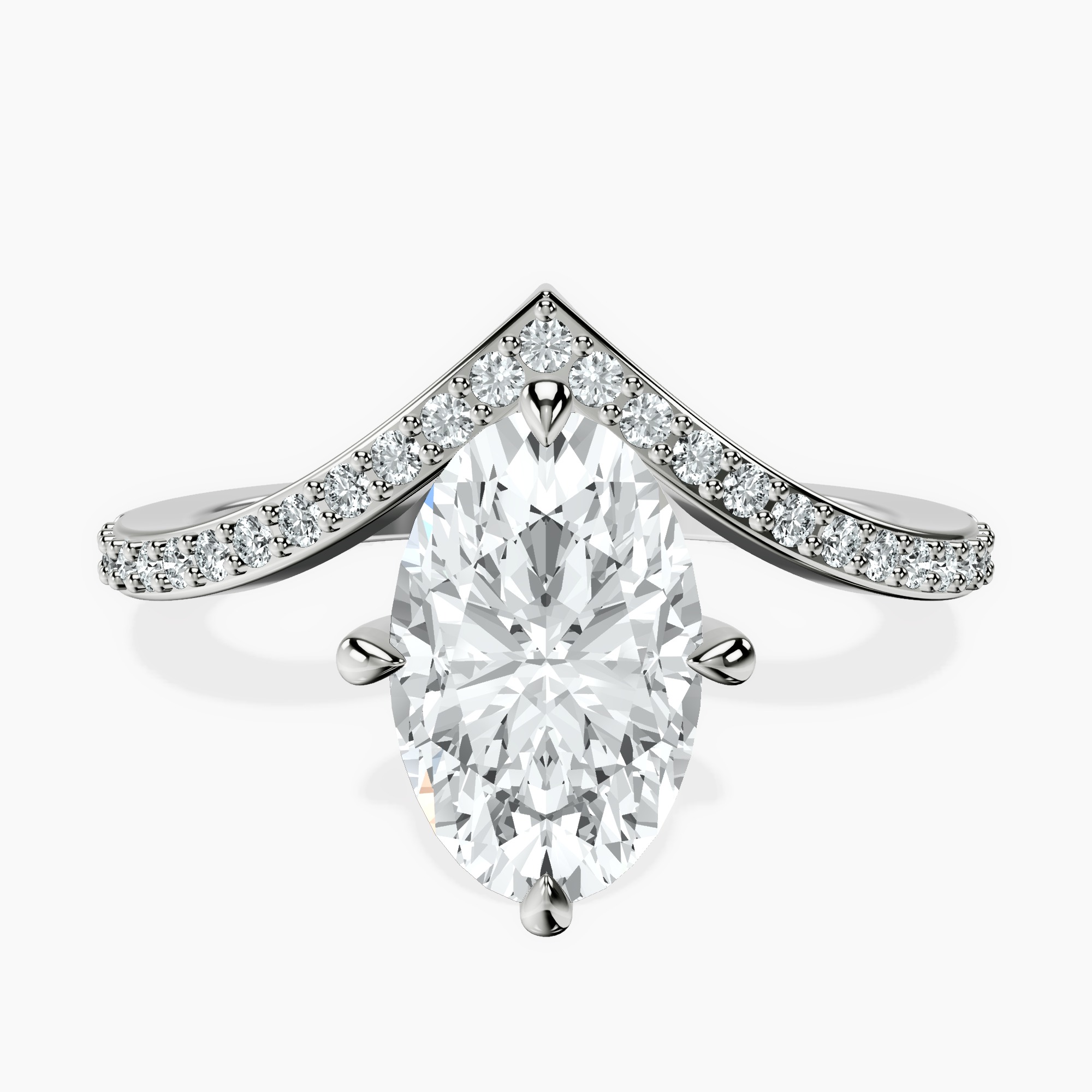 2.40 ct. oval Zelda Chevron Ring in 18kt white gold rtr top