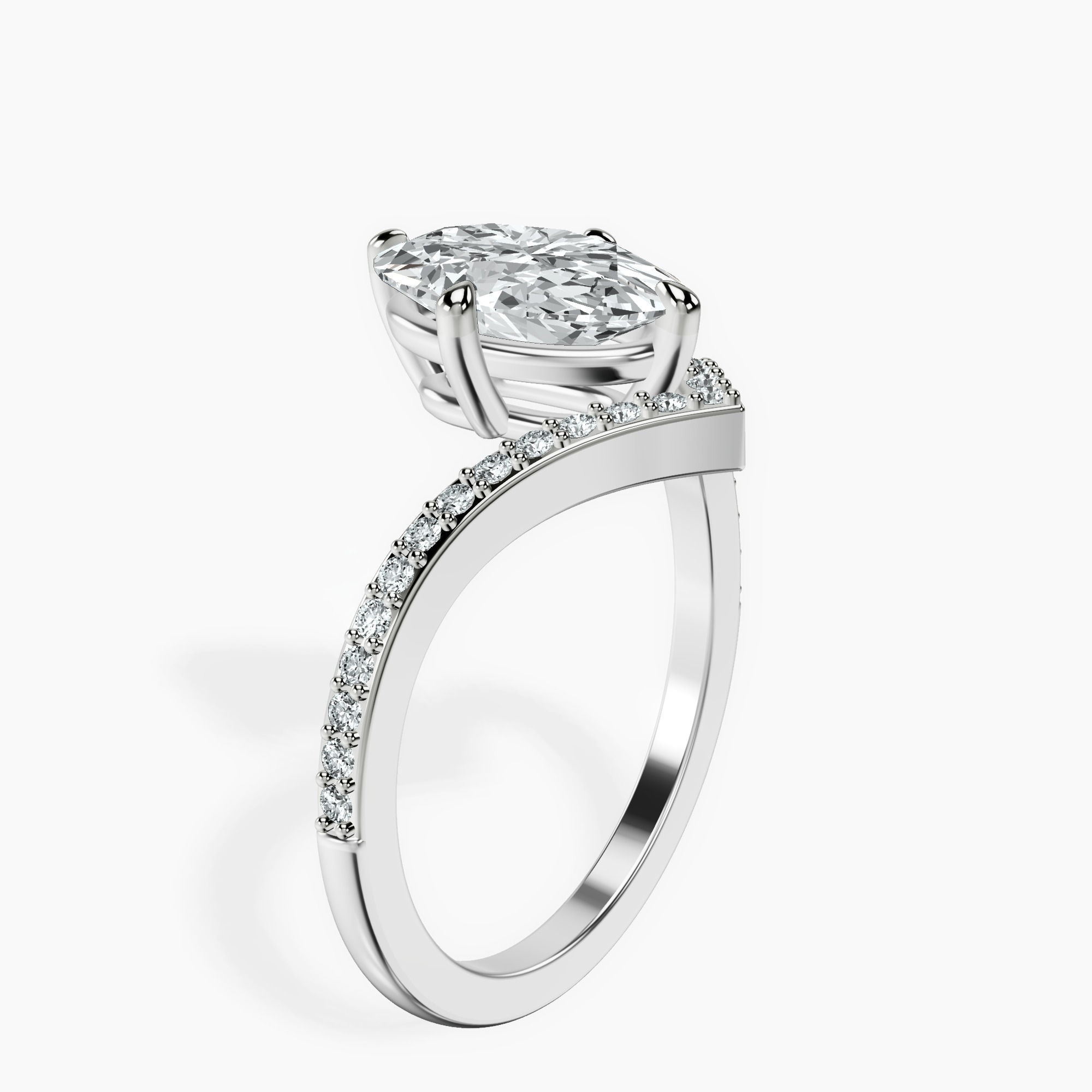 2.40 ct. oval Zelda Chevron Ring in 18kt white gold standing product image one