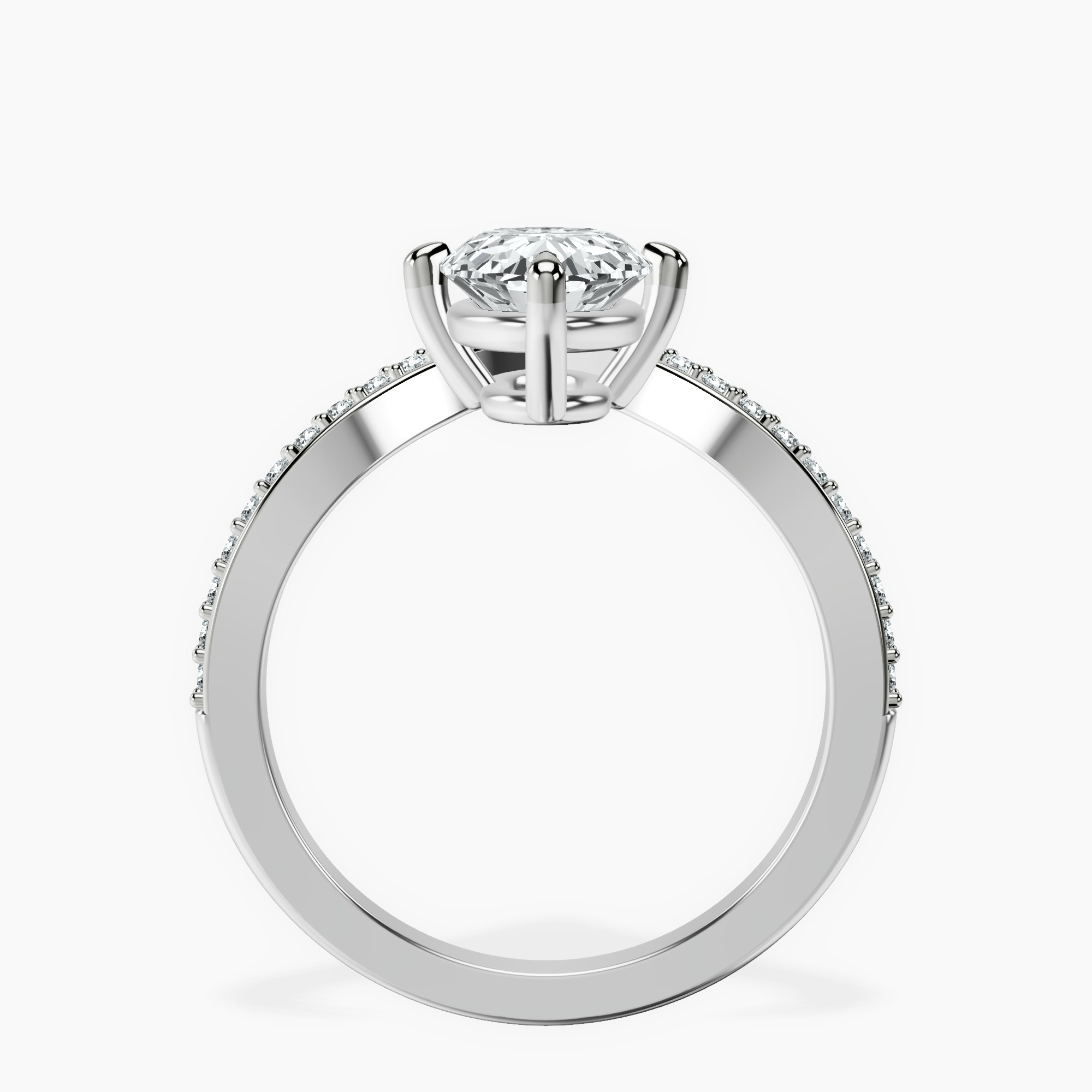 2.40 ct. oval Zelda Chevron Ring in 18kt white gold side right image one