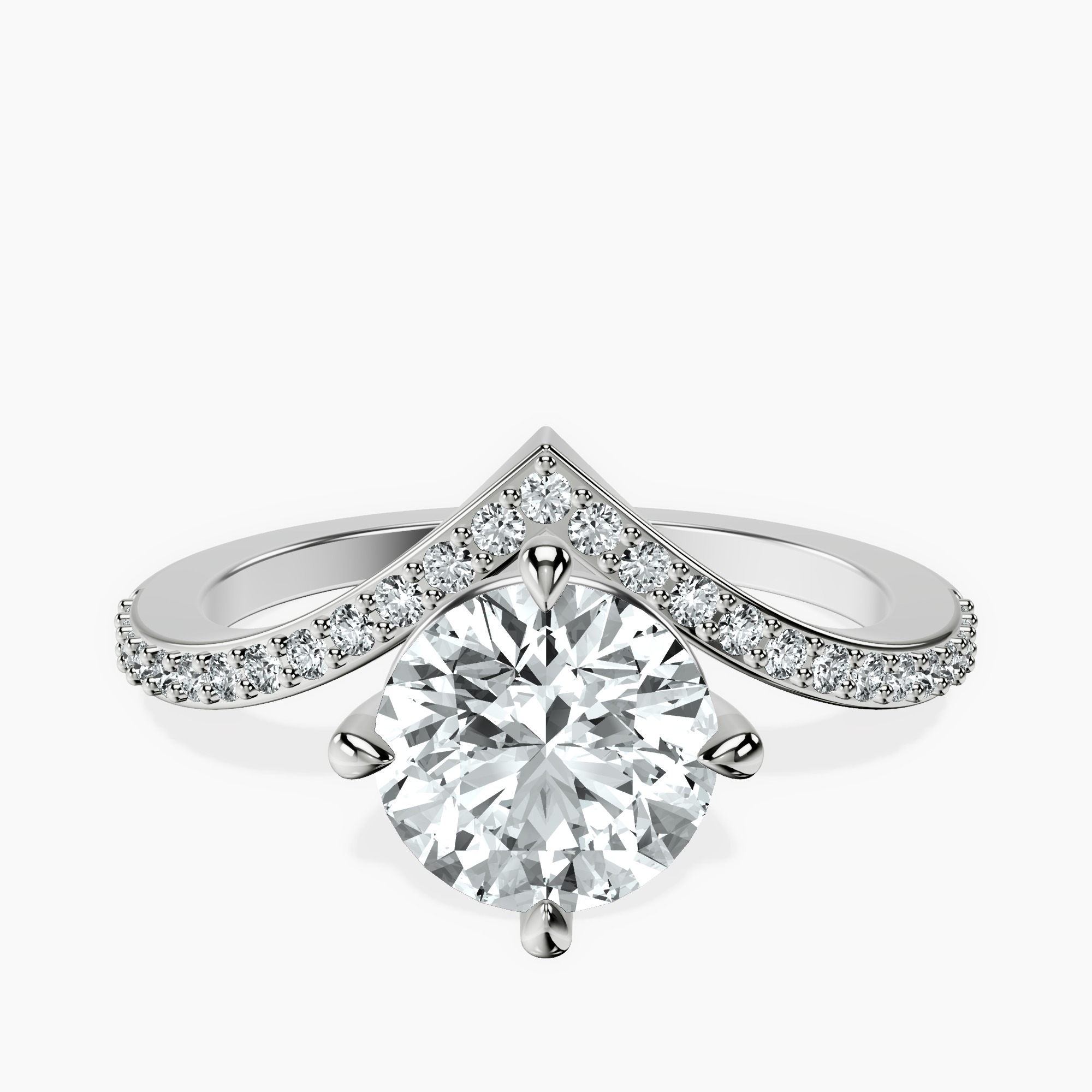 1.39 ct. round Zelda Chevron Ring in 14kt white gold rtr top