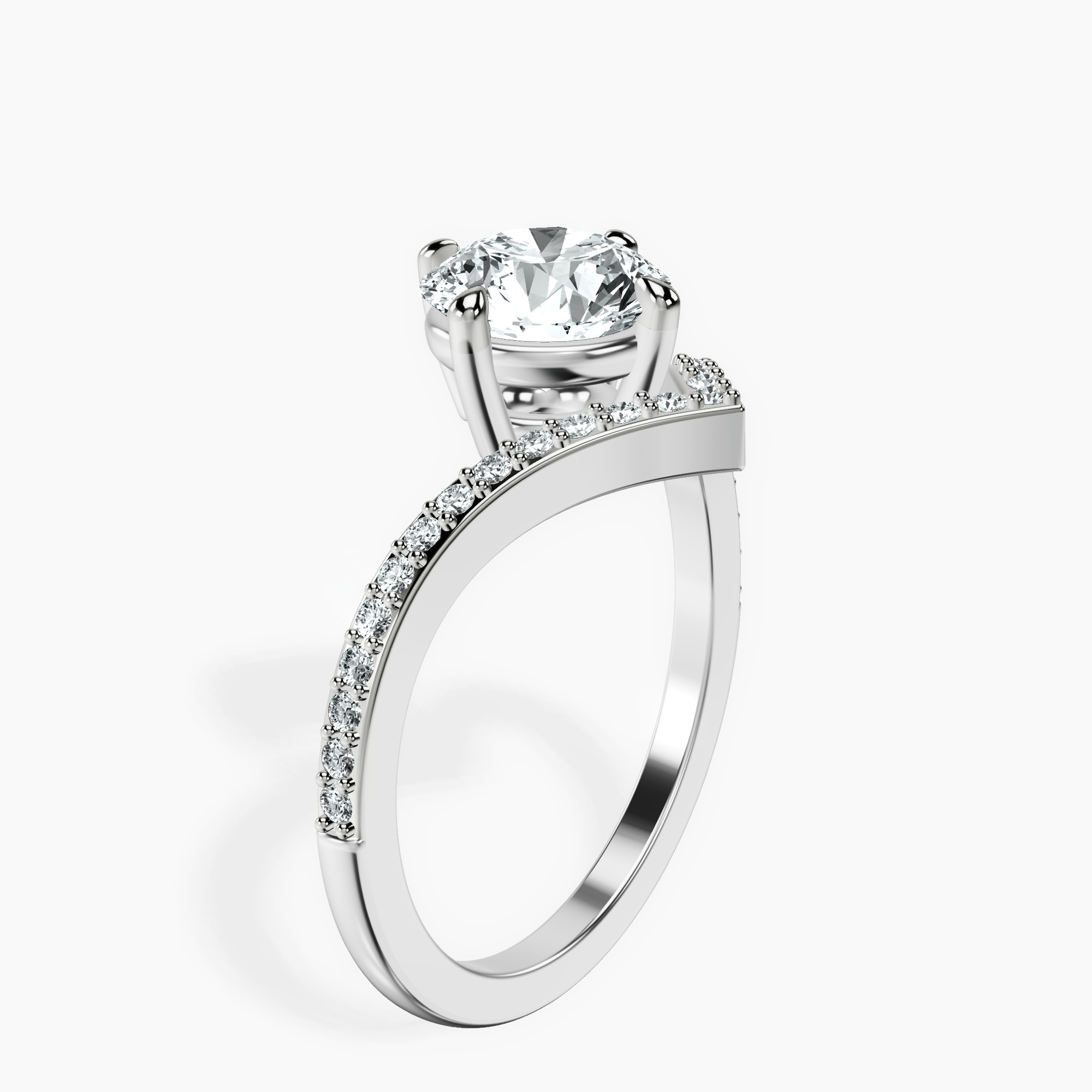 1.39 ct. round Zelda Chevron Ring in 14kt white gold standing product image one