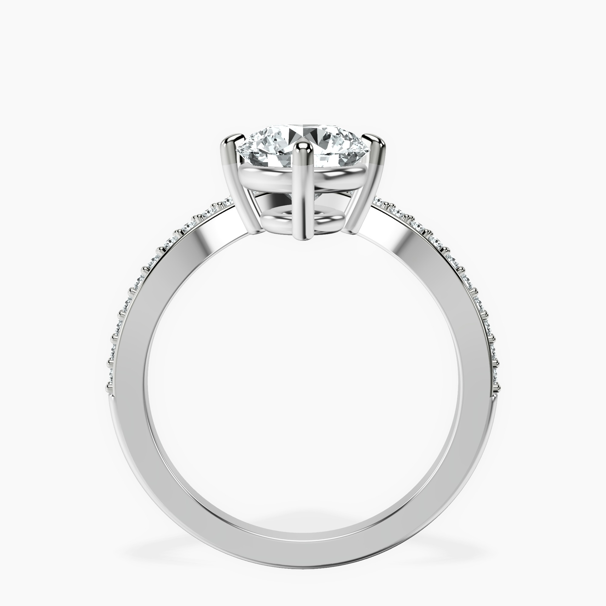 1.39 ct. round Zelda Chevron Ring in 14kt white gold side right image one