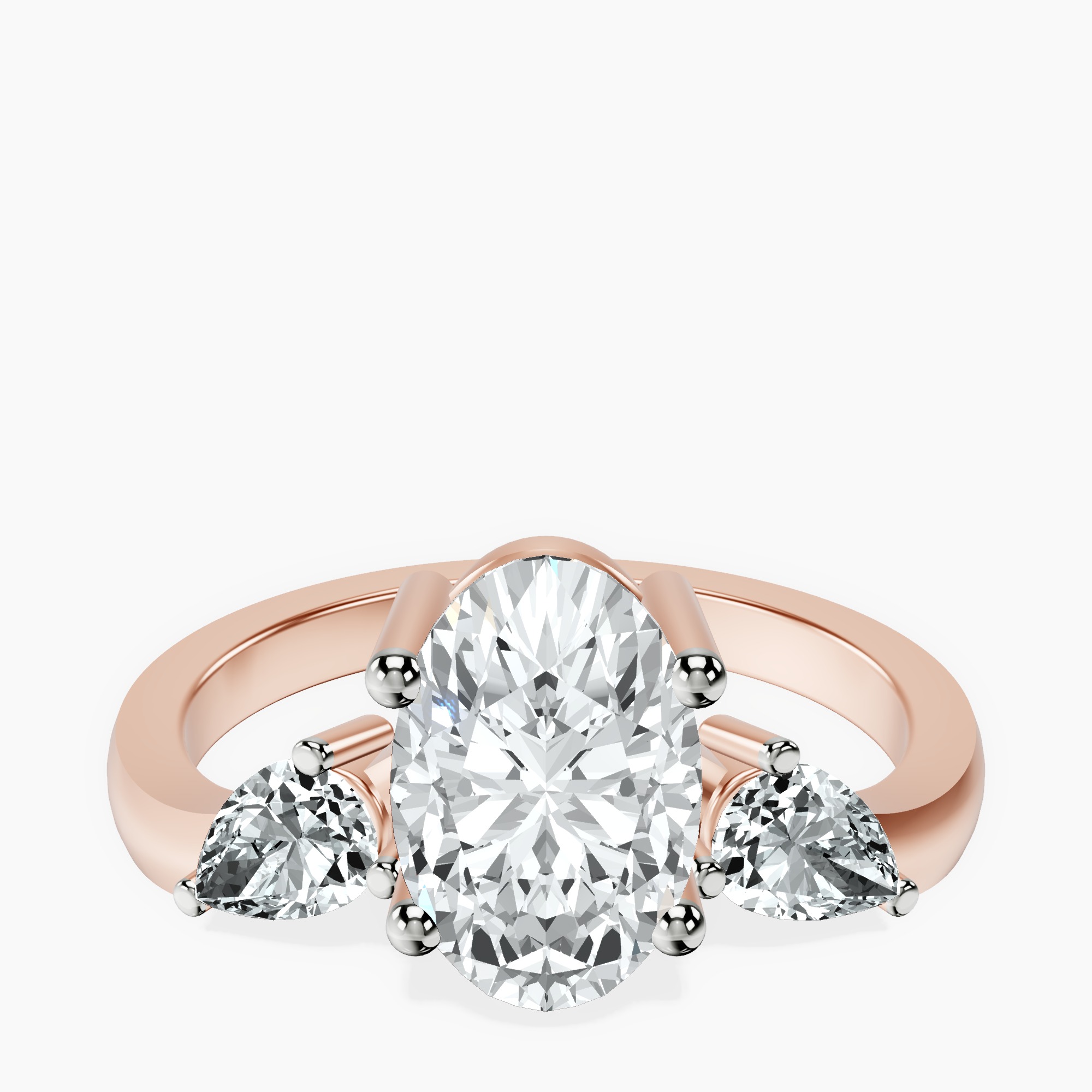 2.44 ct. oval Joella Chevron Ring in 10kt rose gold rtr top