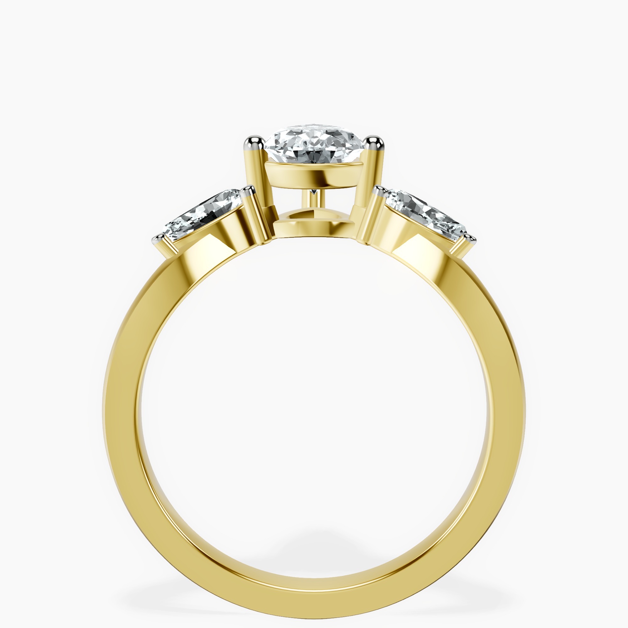 2.96 ct. pear Joella Chevron Ring in 10kt yellow gold side right image one