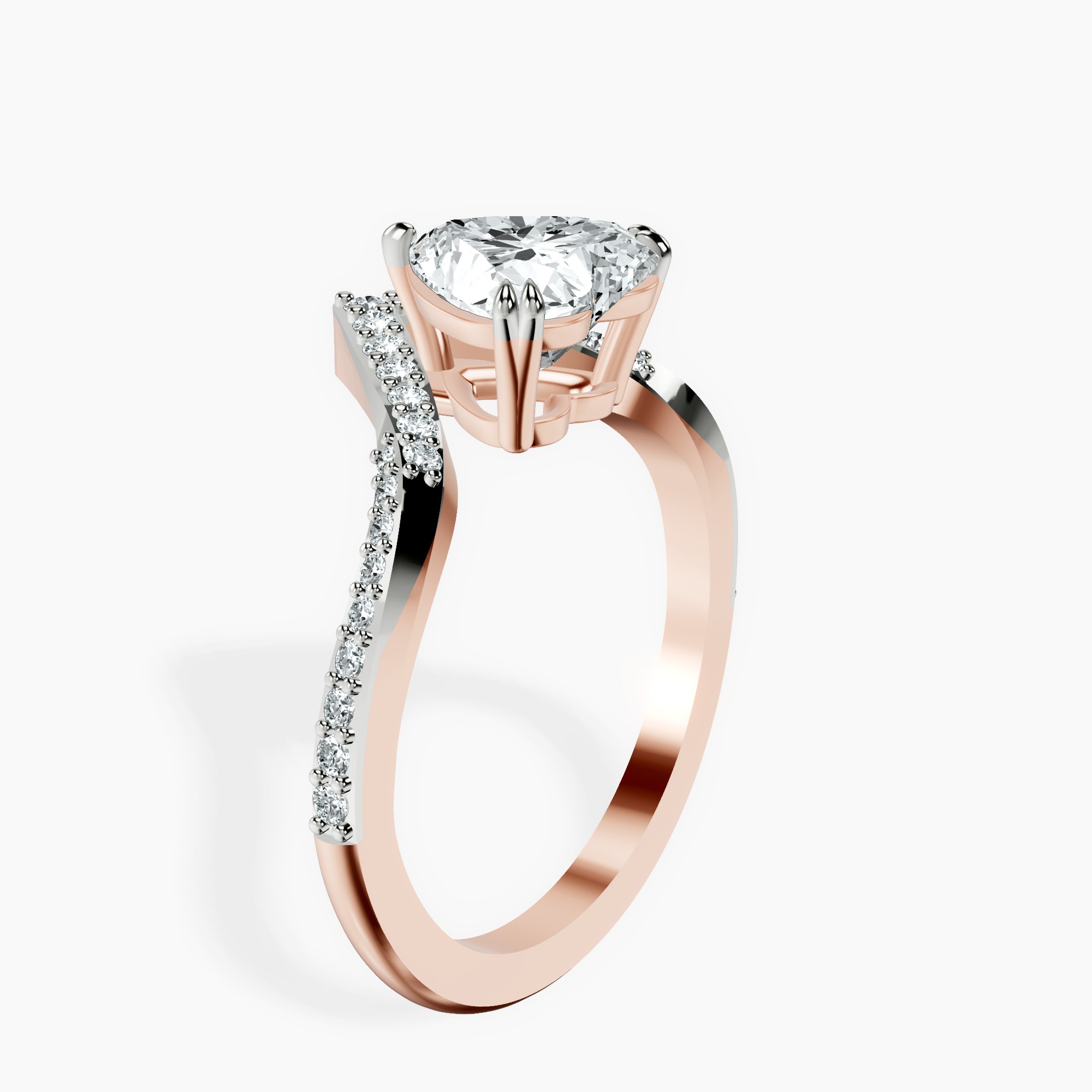 1.29 ct. heart Athena Chevron Twist Ring in 10kt rose gold standing product image one