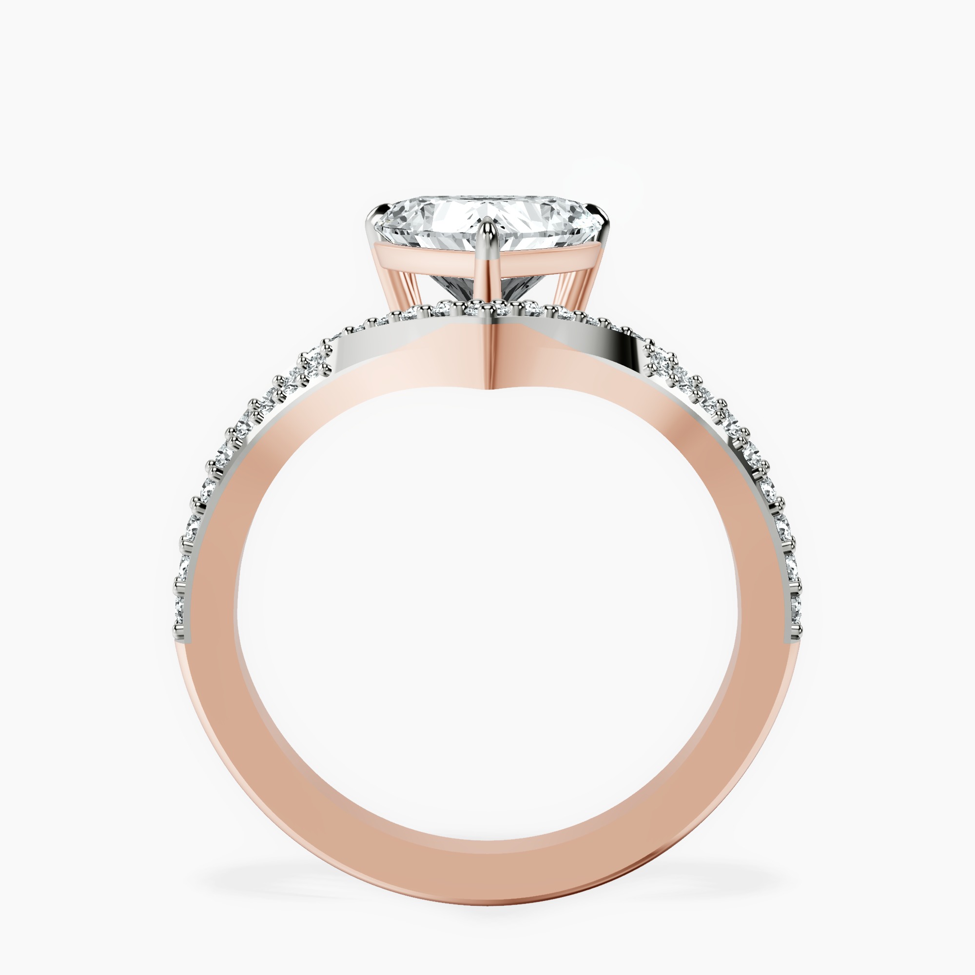 1.29 ct. heart Athena Chevron Twist Ring in 10kt rose gold side right image one