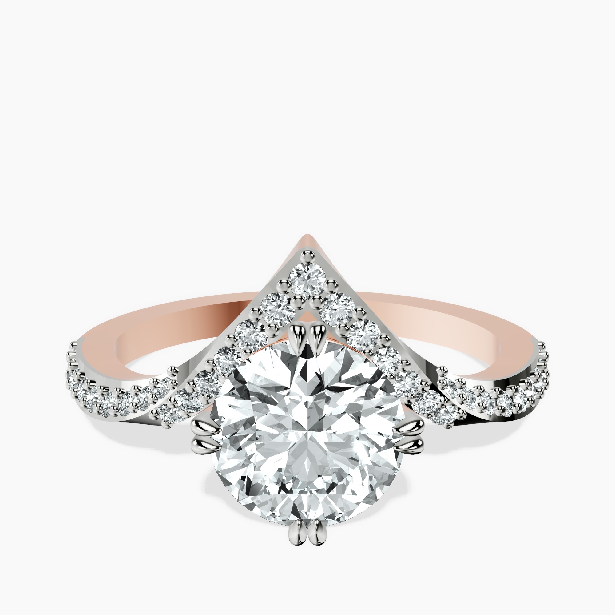1.39 ct. round Athena Chevron Twist Ring in 18kt rose gold rtr top