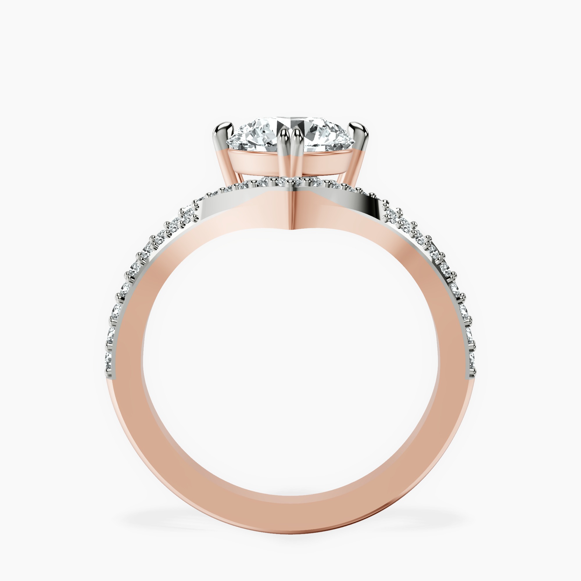 1.39 ct. round Athena Chevron Twist Ring in 18kt rose gold side right image one