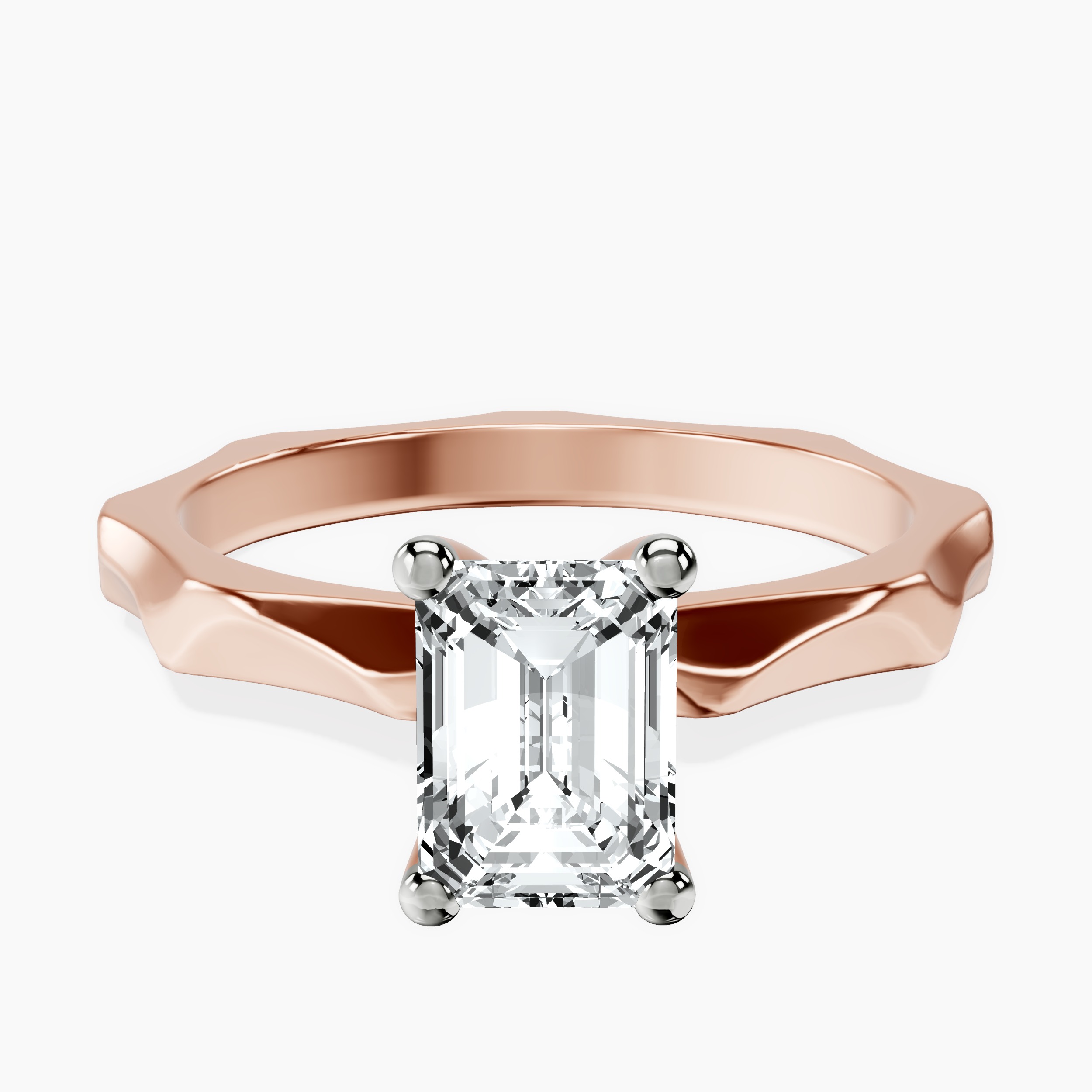 1.48 ct. emerald Magnolia Solitaire Ring in 18kt rose gold rtr top