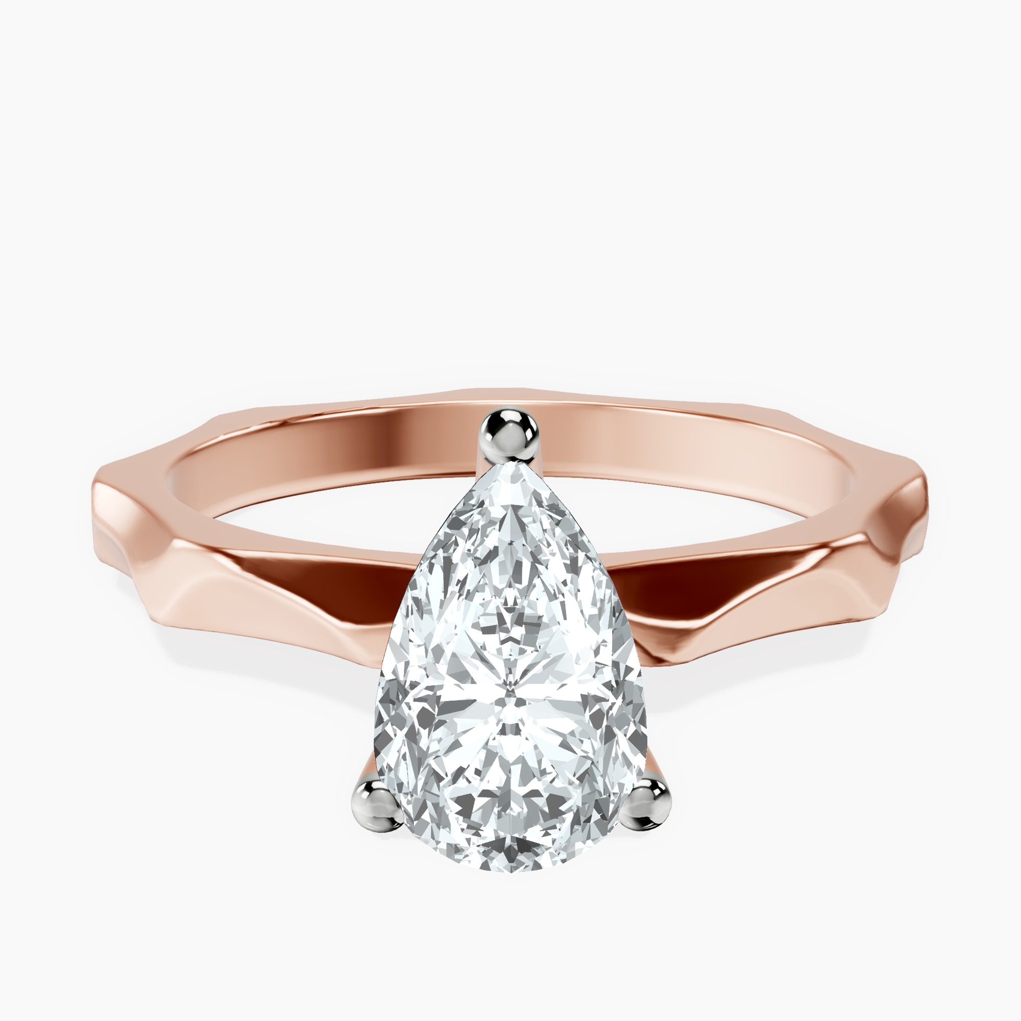 1.34 ct. pear Magnolia Solitaire Ring in 14kt rose gold rtr top