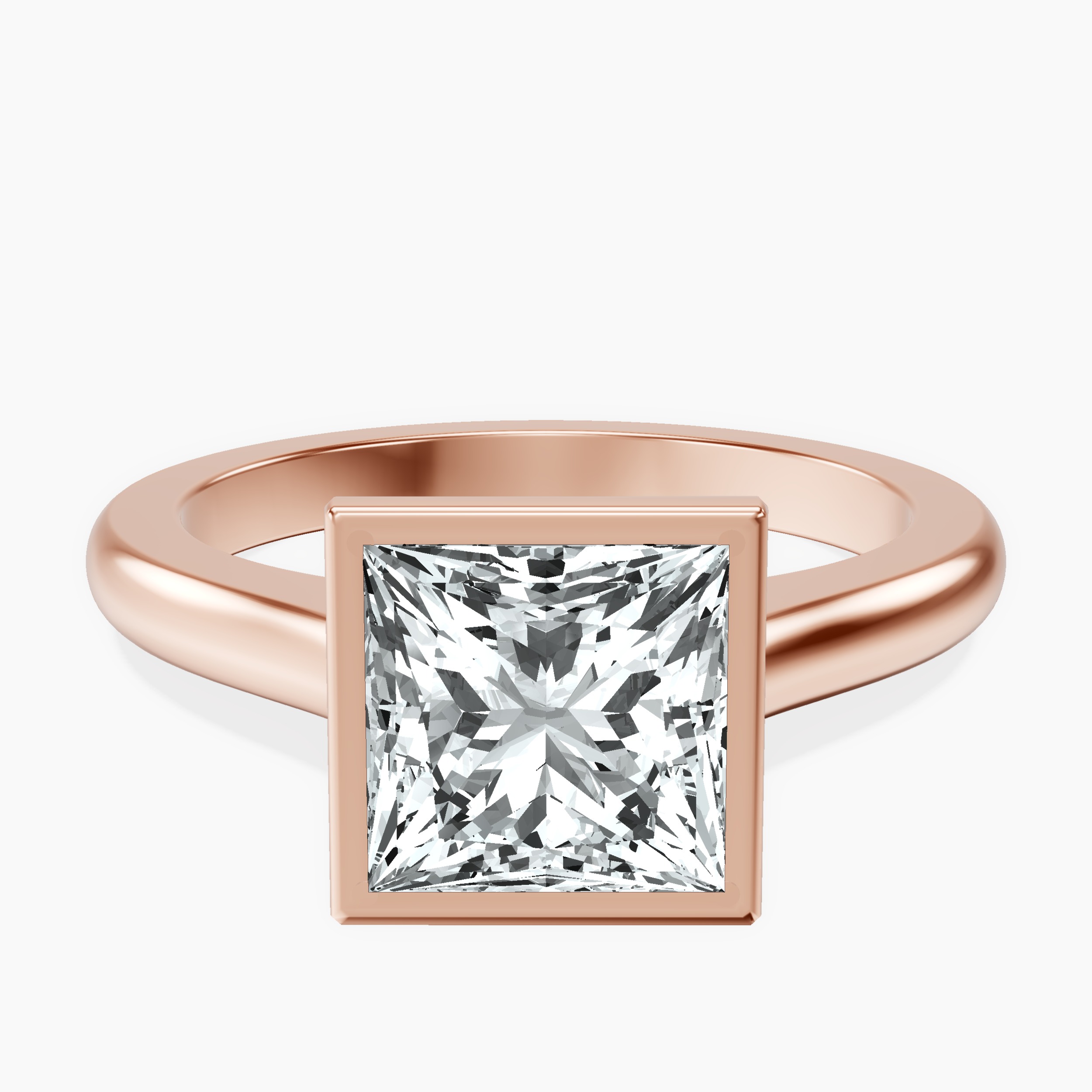 2.71 ct. princess Calliope Solitaire Ring in 10kt rose gold rtr top