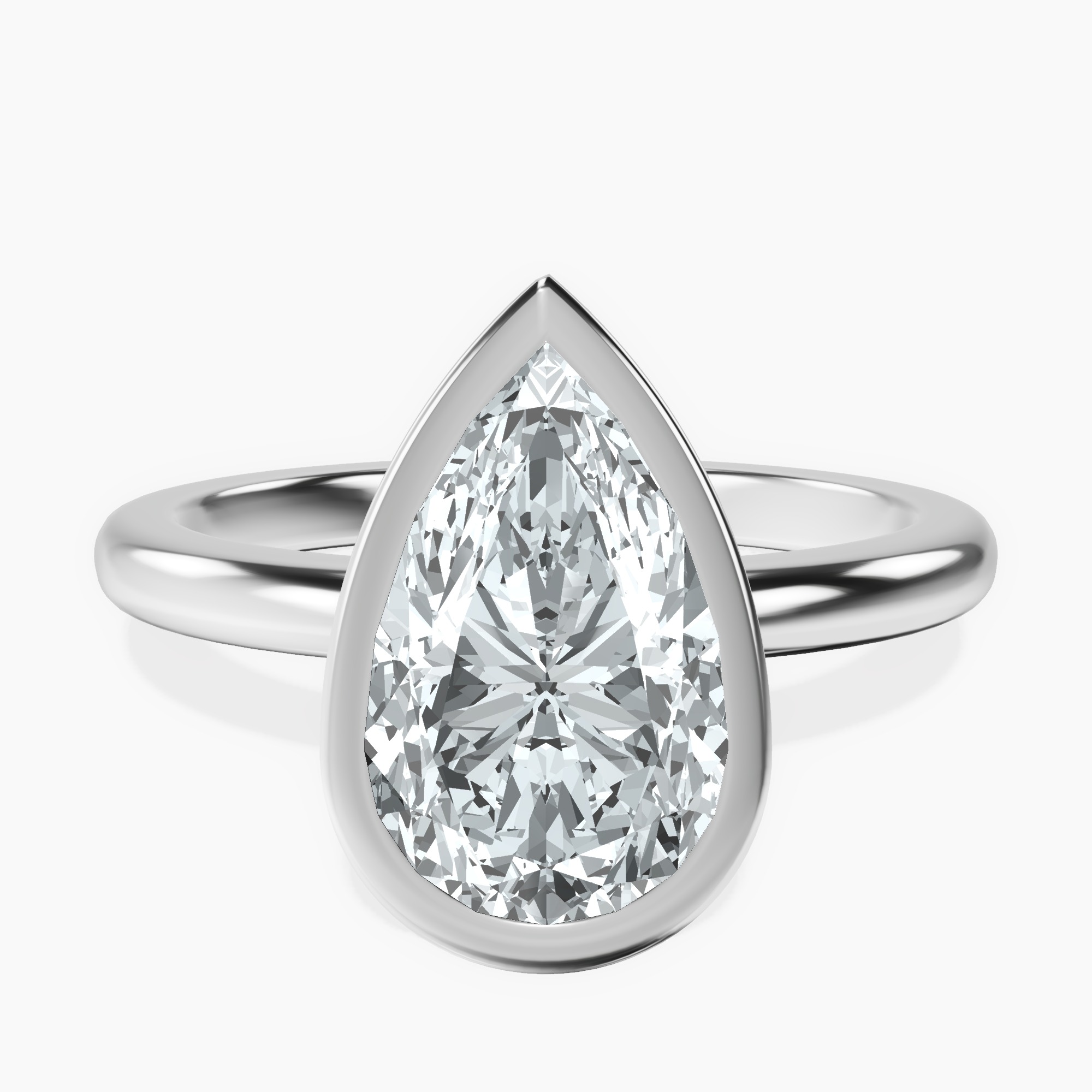 2.96 ct. pear Eugenia Solitaire Ring in 10kt white gold rtr top