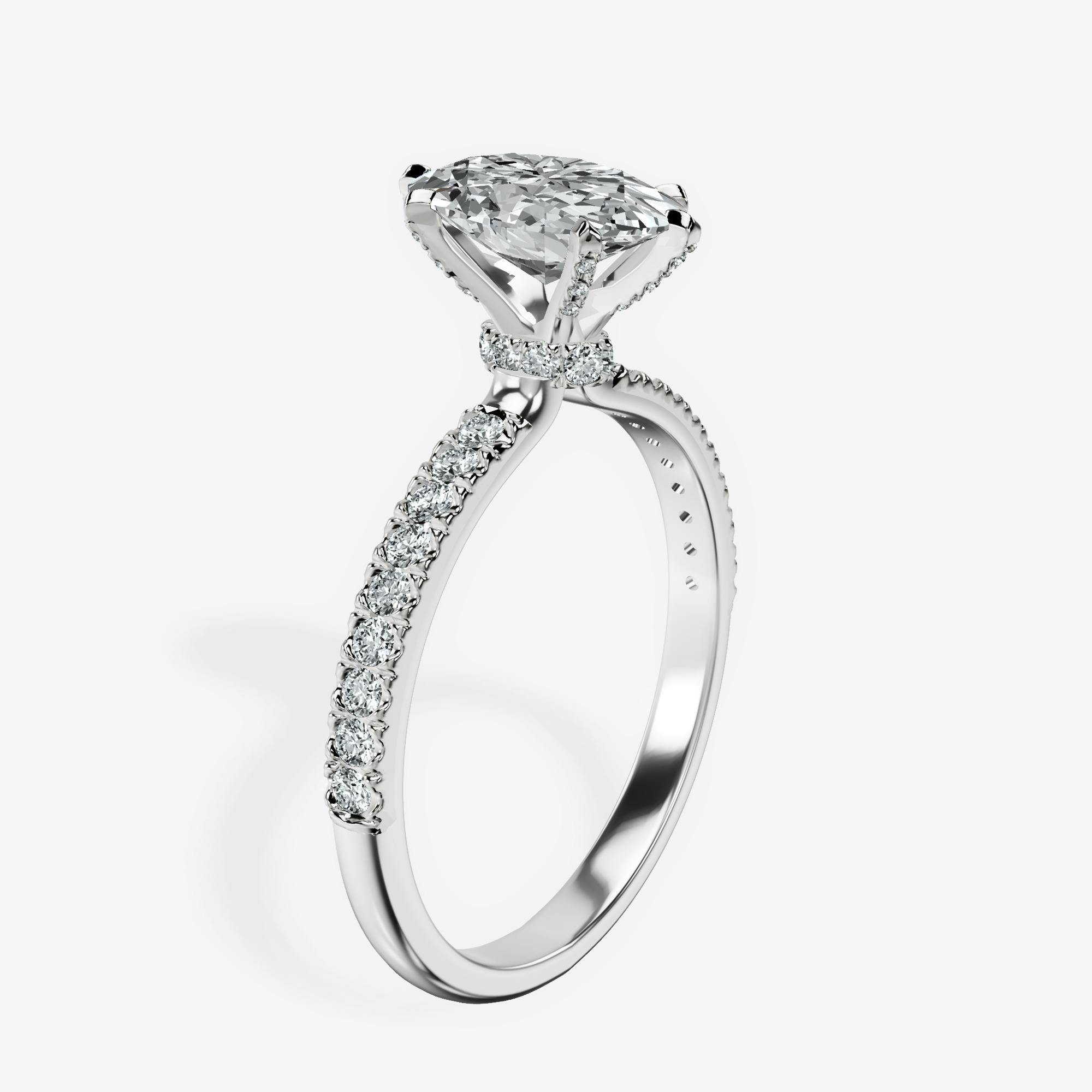 1.37 ct. oval Mereia Secret Halo Ring in 14kt white gold standing product image one