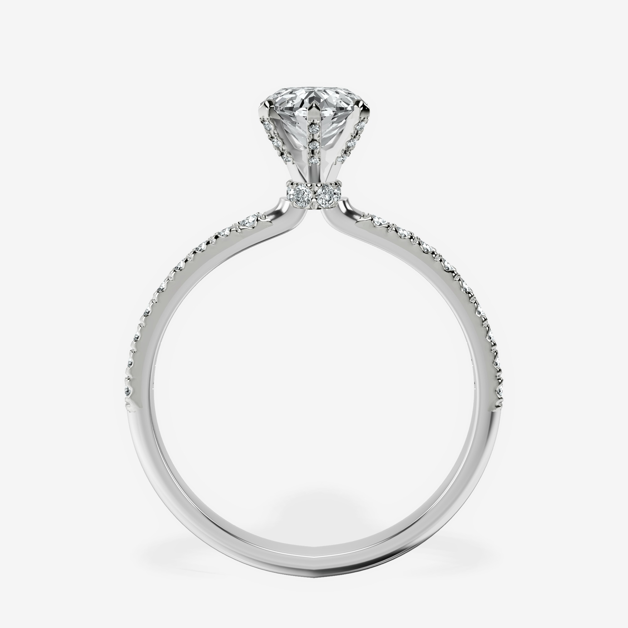 1.37 ct. oval Mereia Secret Halo Ring in 14kt white gold side right image one