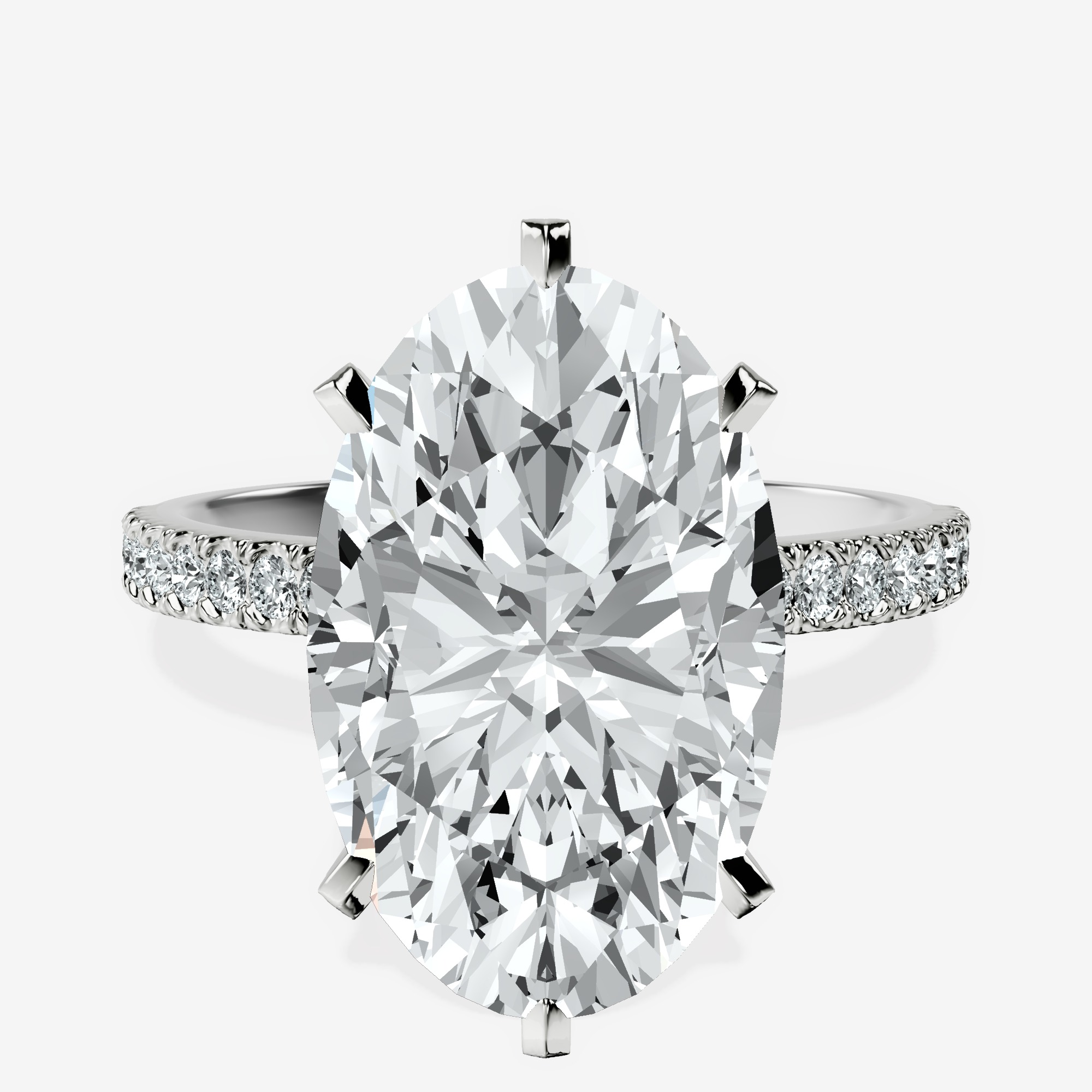 5.63 ct. oval Mereia Secret Halo Ring in 14Ct white gold rtr top